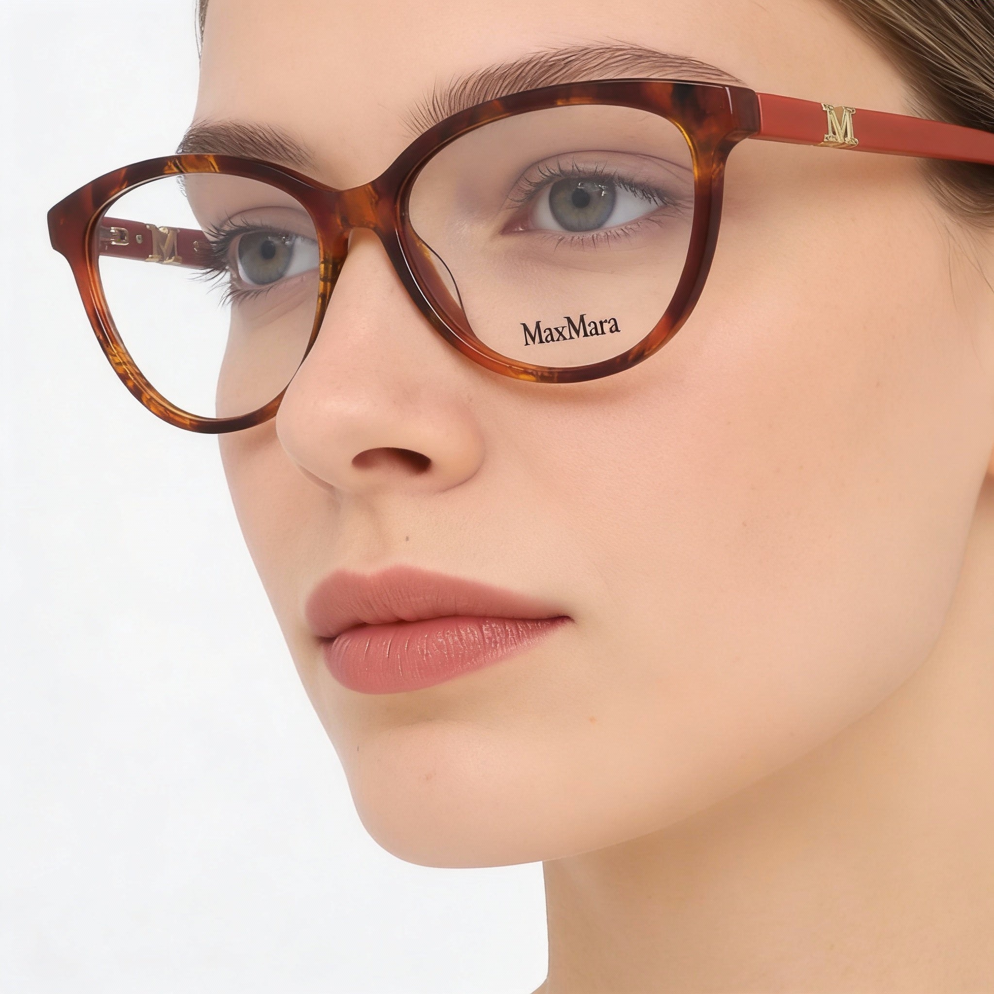 Gafas de sol MaxMara para mujer, estilo casual, de acetato, color rojo Havana, 54-14-140, Photo 3