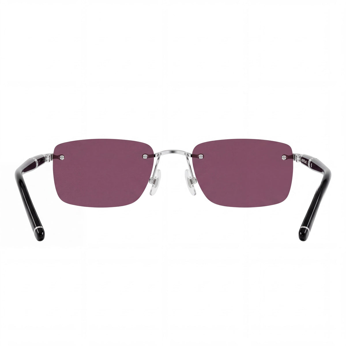 MONTBLANC Casual Men's Sunglasses, Silver-Black-Violet Metal Frame with Black & Brown Lenses, UV Protection 54mm, Photo 3