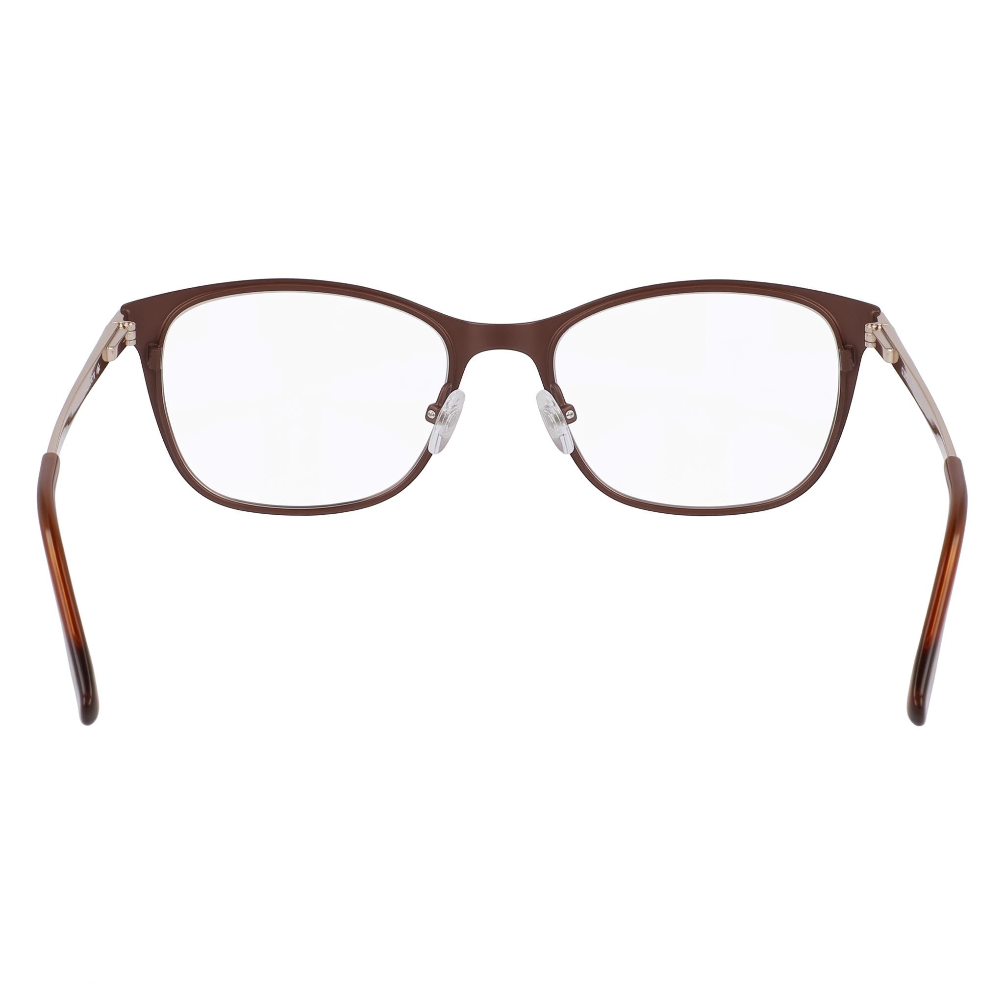Gafas Lacoste rectangulares de metal en oro rosado y marrón para mujer con lentes de demostración, aptas para receta, 56, Photo 4