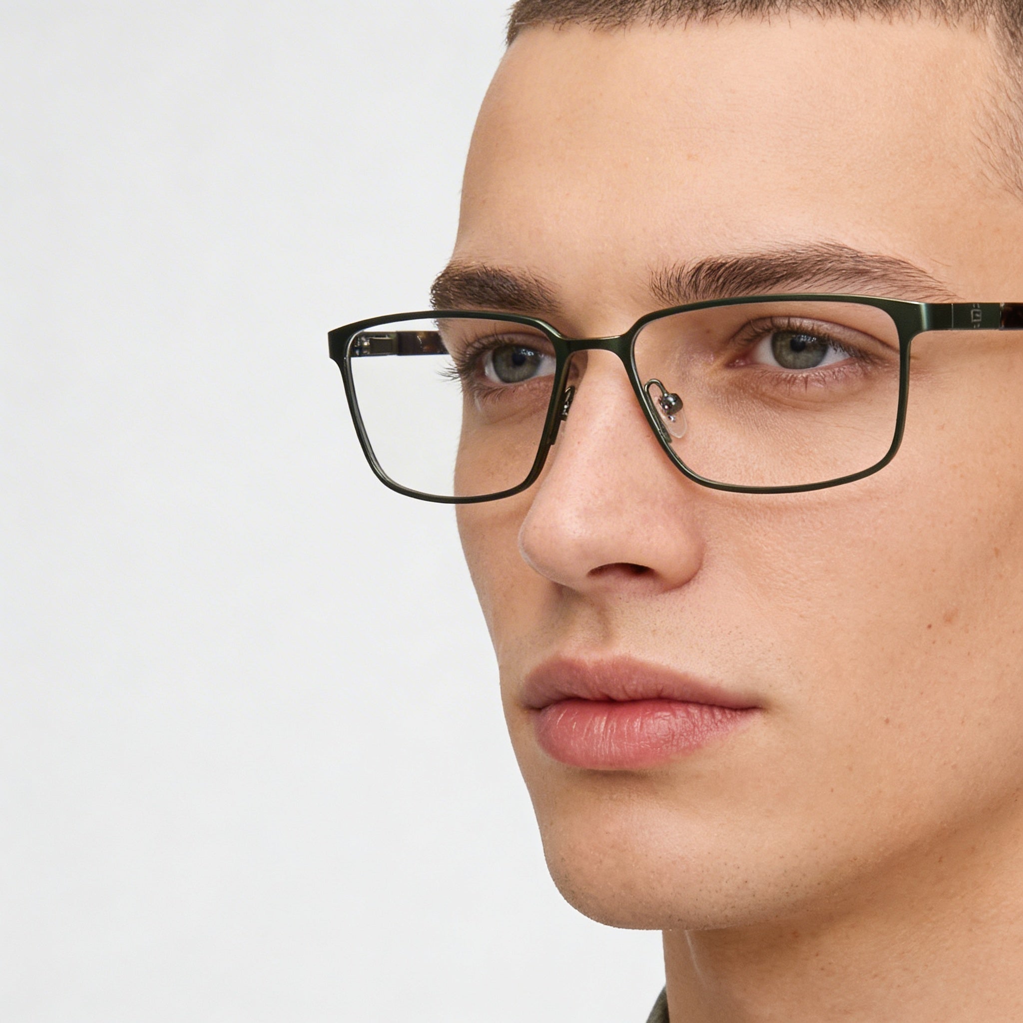 Gafas Guess Gu50244 para hombre con montura metálica y lentes de policarbonato, verde oscuro mate y brillante, 57-16-145, Photo 4