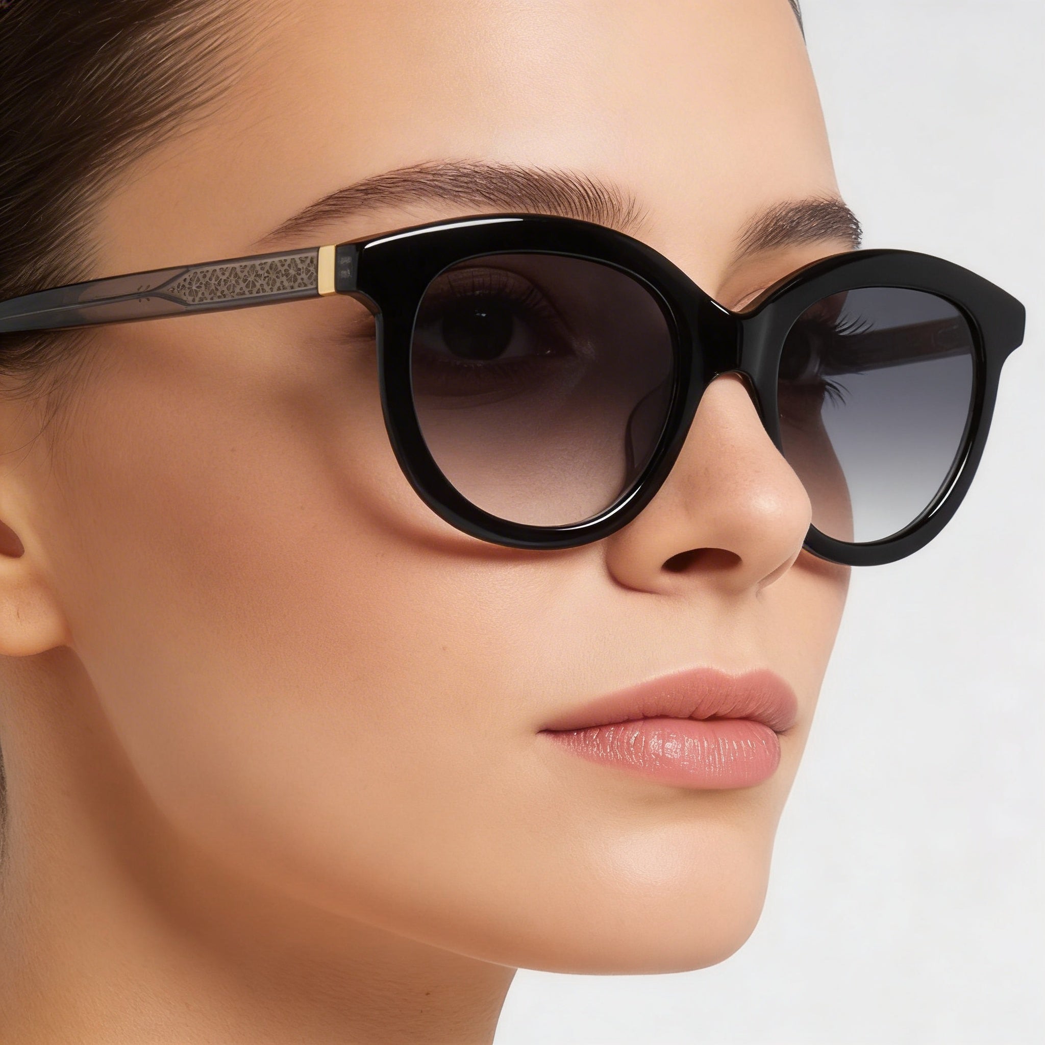 Kate Spade New York Lillian/G/S Gafas de sol de mujer cuadradas de acetato negro con protección UV y lentes grises oscuras de 53mm, Photo 3