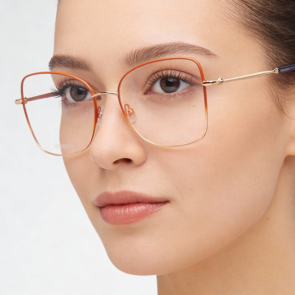 Gafas de sol Missoni Mis 0098 para mujer, montura de acero inoxidable en dorado ladrillo, lentes de policarbonato de 55 mm