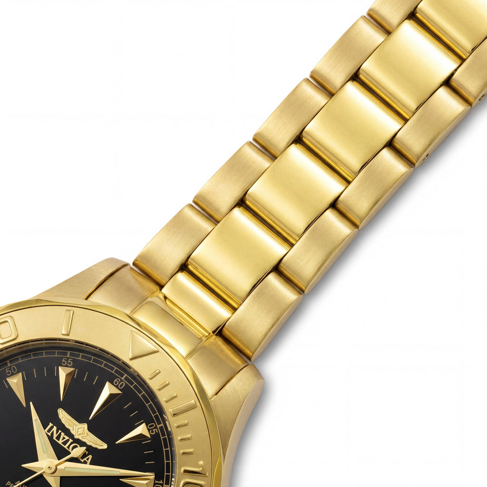 Invicta 7040 Diver Automatic Watch Black Dial Gold Tone Stainless Steel Glow In The Dark Unisex 47mm