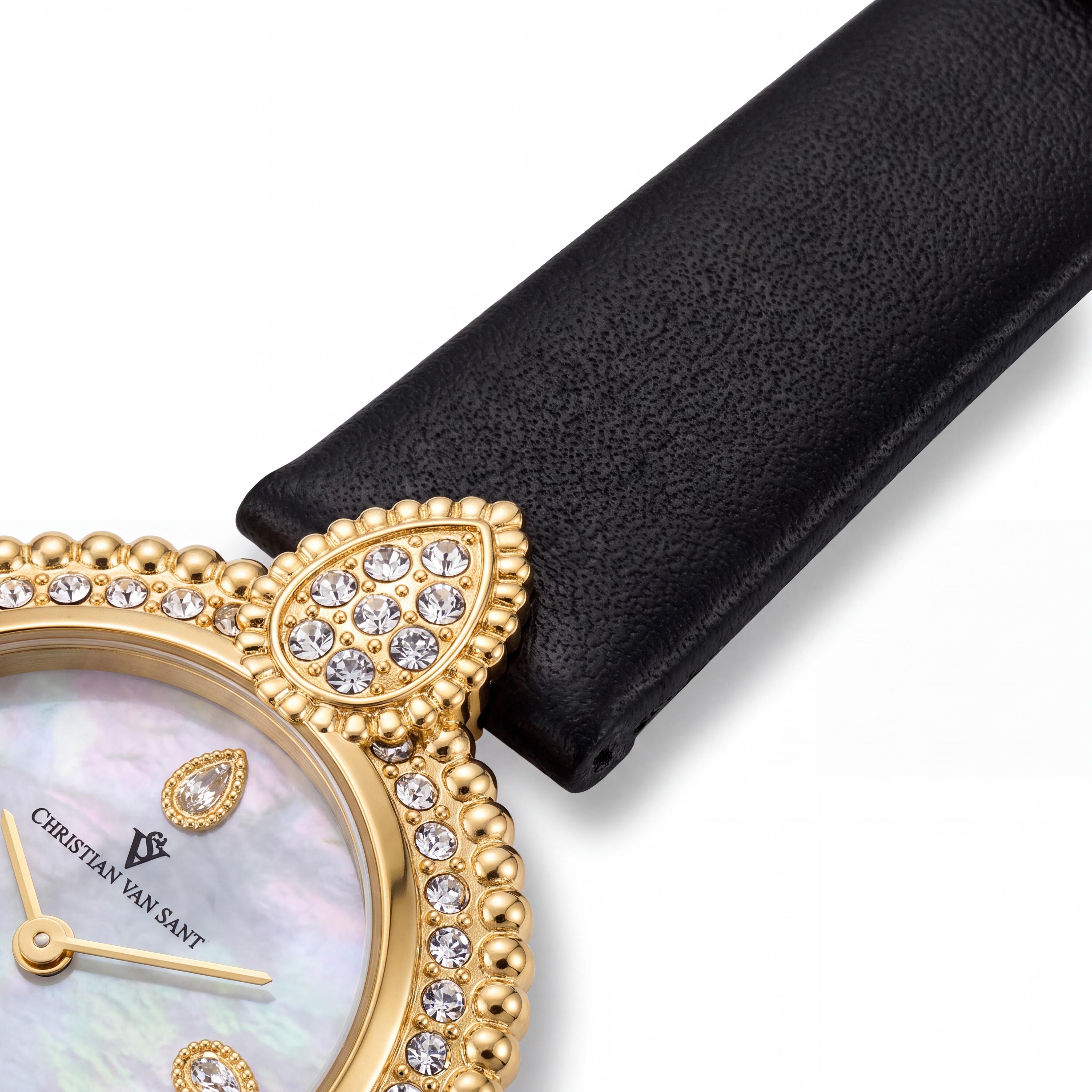 Christian Van Sant CV1274 Women's Automatic Black Stainless Steel Case Silver Dial Leather Strap Watch, Photo 3
