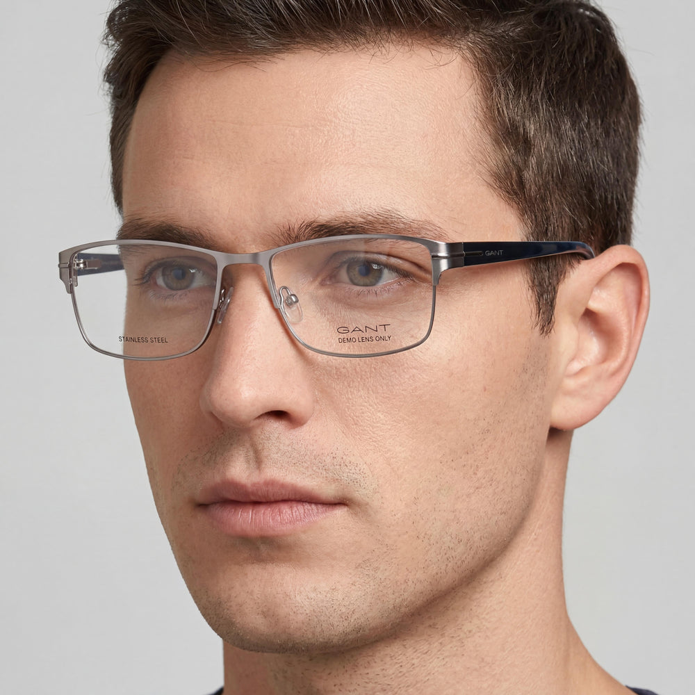 GANT Ga3084 Men's Eyeglasses with a Metal Frame in Matte Gunmetal Black, 52mm Lens Width