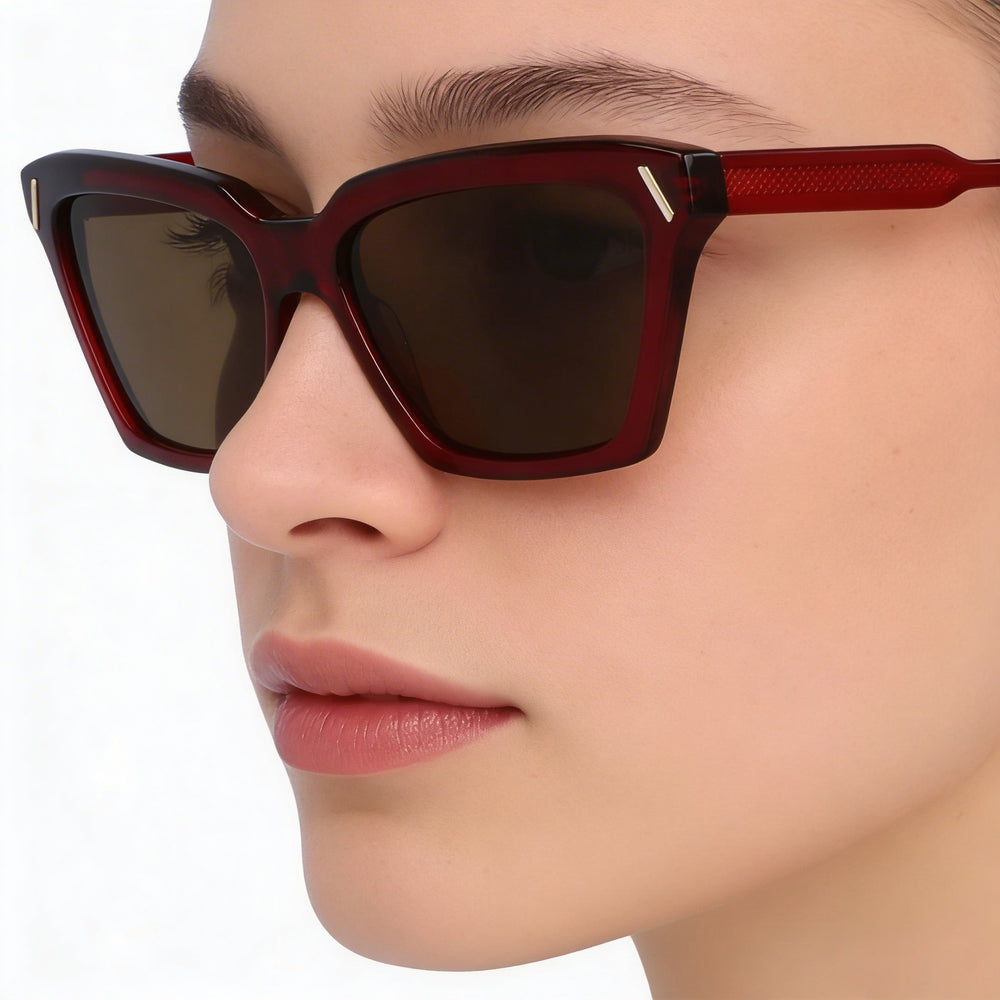 Victoria Beckham Vb661s Unisex Red Rectangular Acetate Frame Sunglasses with 100% UV Protection and Non-Polarized Polycarbonate Lenses 57mm