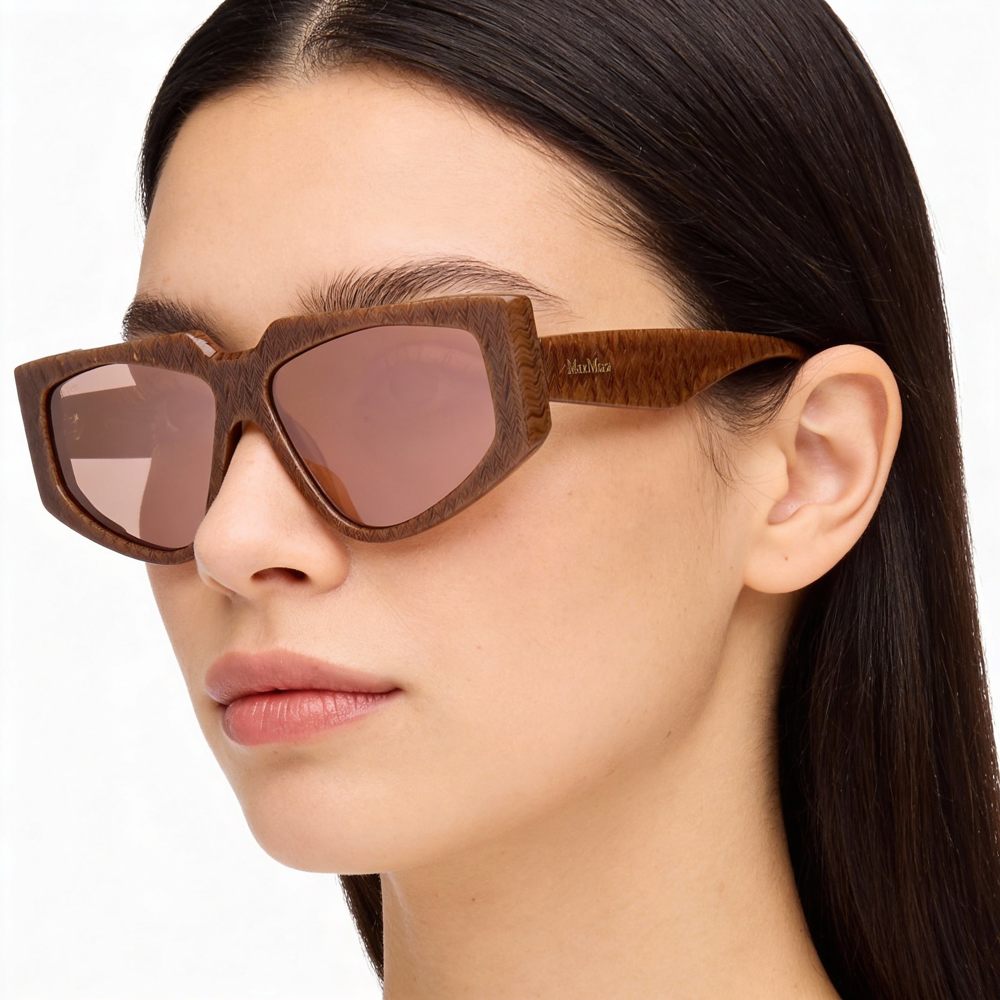 MaxMara Mm0125 Women's Havana Acetate Frame Brown Polycarbonate Lenses Eyewear 58-13-140, Photo 4