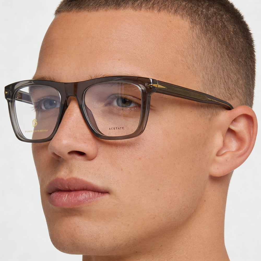 Gafas de lujo David Beckham DB 7020 para hombre con montura de acetato gris y lentes de policarbonato de 51 mm de ancho.