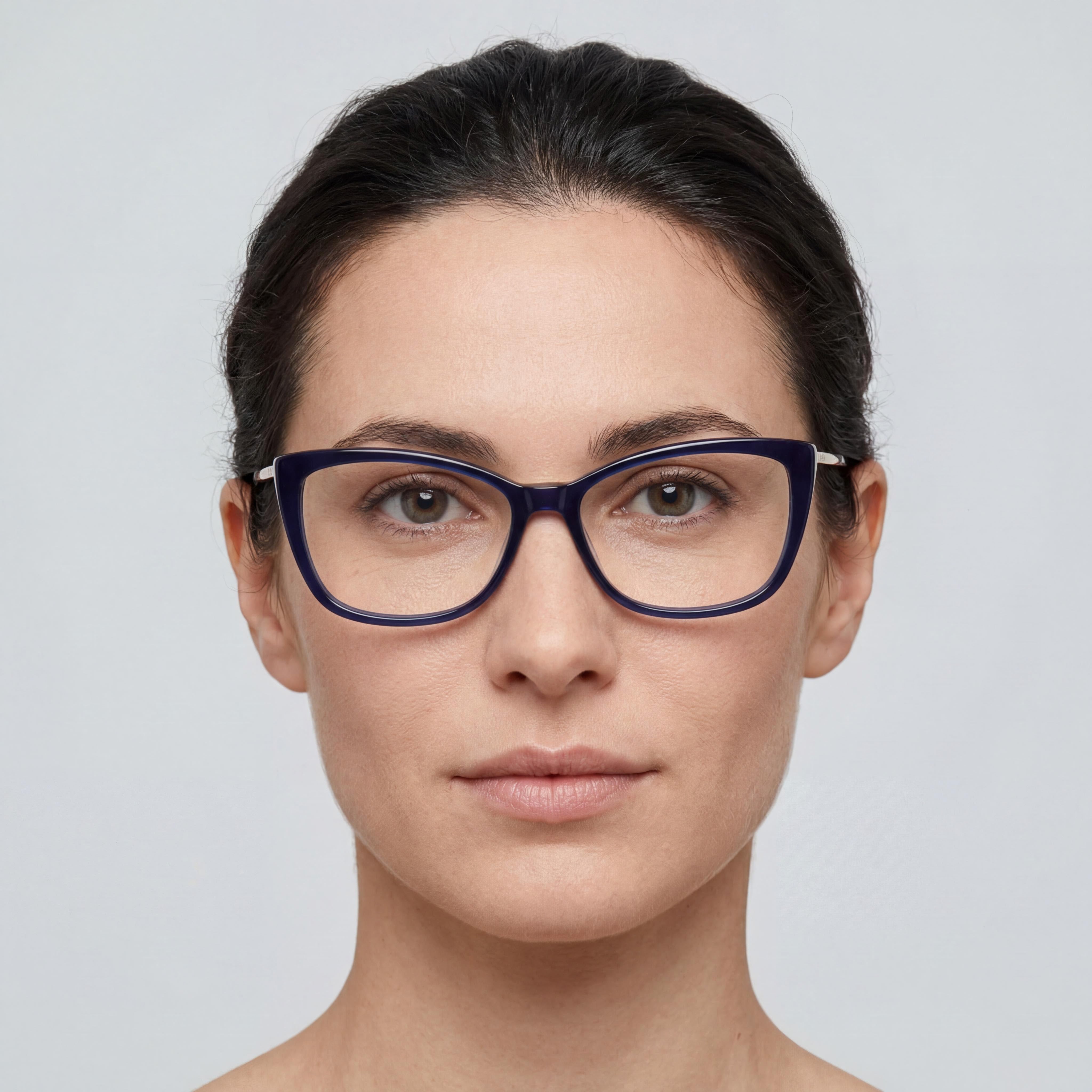 MaxMara Modern Collection Women's Shiny Blue Plastic Frame Eyeglasses 54mm Lens Width, 15mm Bridge, 140mm Temple Length, Photo 4