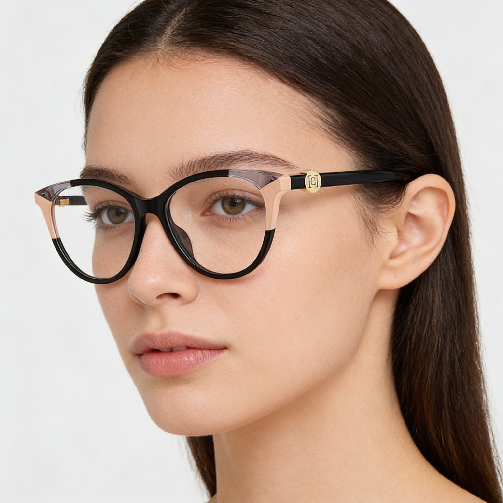 Carolina Herrera CH 0054 Women's Lightweight Acetate Oval Eyeglasses Black Nude 53mm, Photo 5