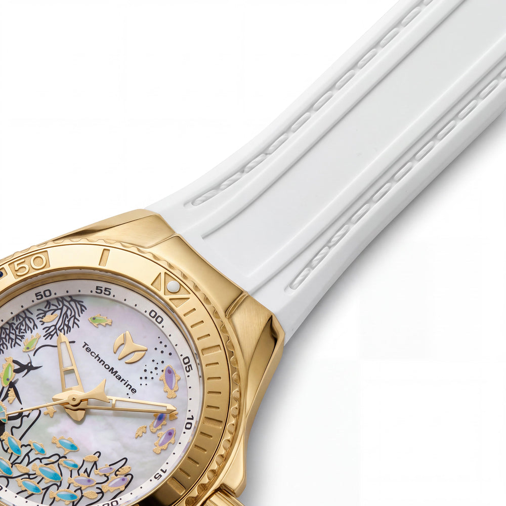 Technomarine Cruise TM-125009 Reloj de cuarzo para mujer, caja de acero inoxidable, correa de silicona, 10 ATM, 40 mm