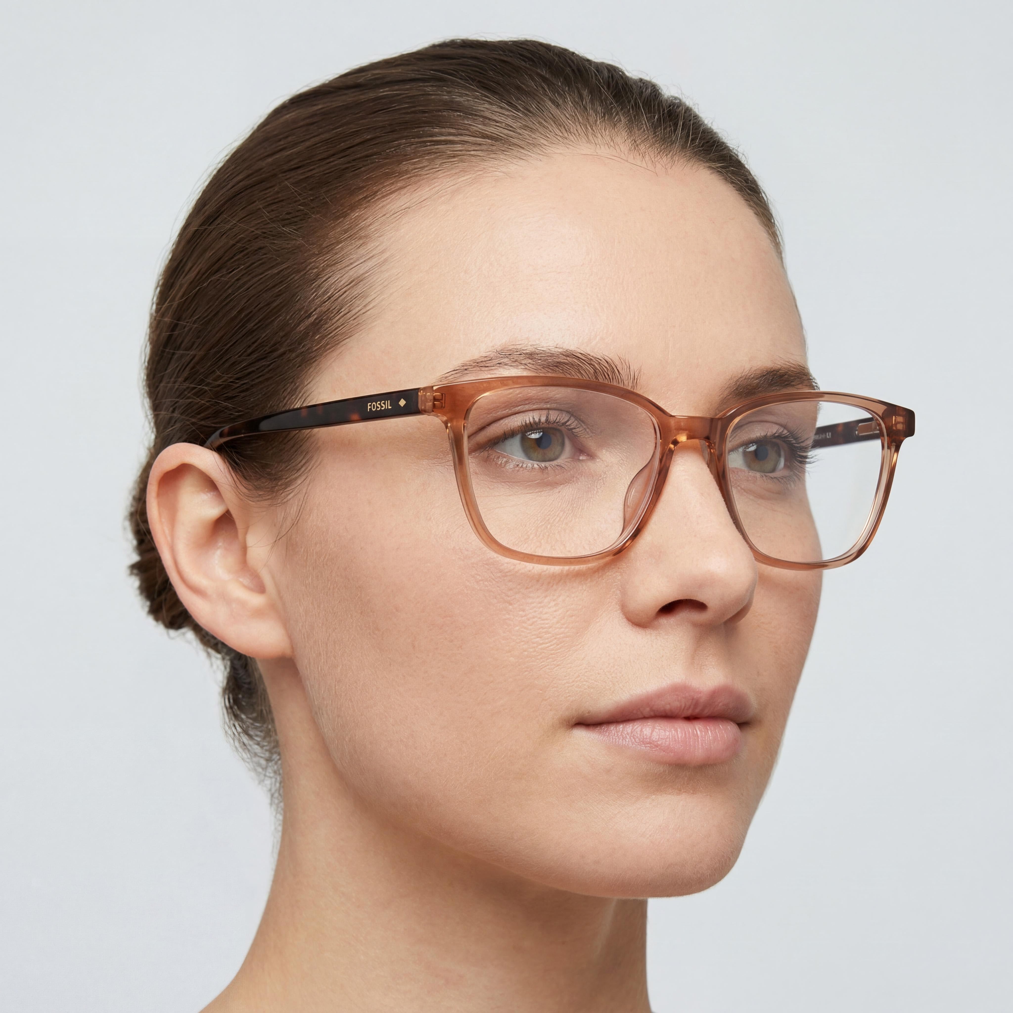 Fossil Fos 7126 Women's Plastic Transparent Light Brown Frame Light Brown Sunglasses 52mm, Photo 4