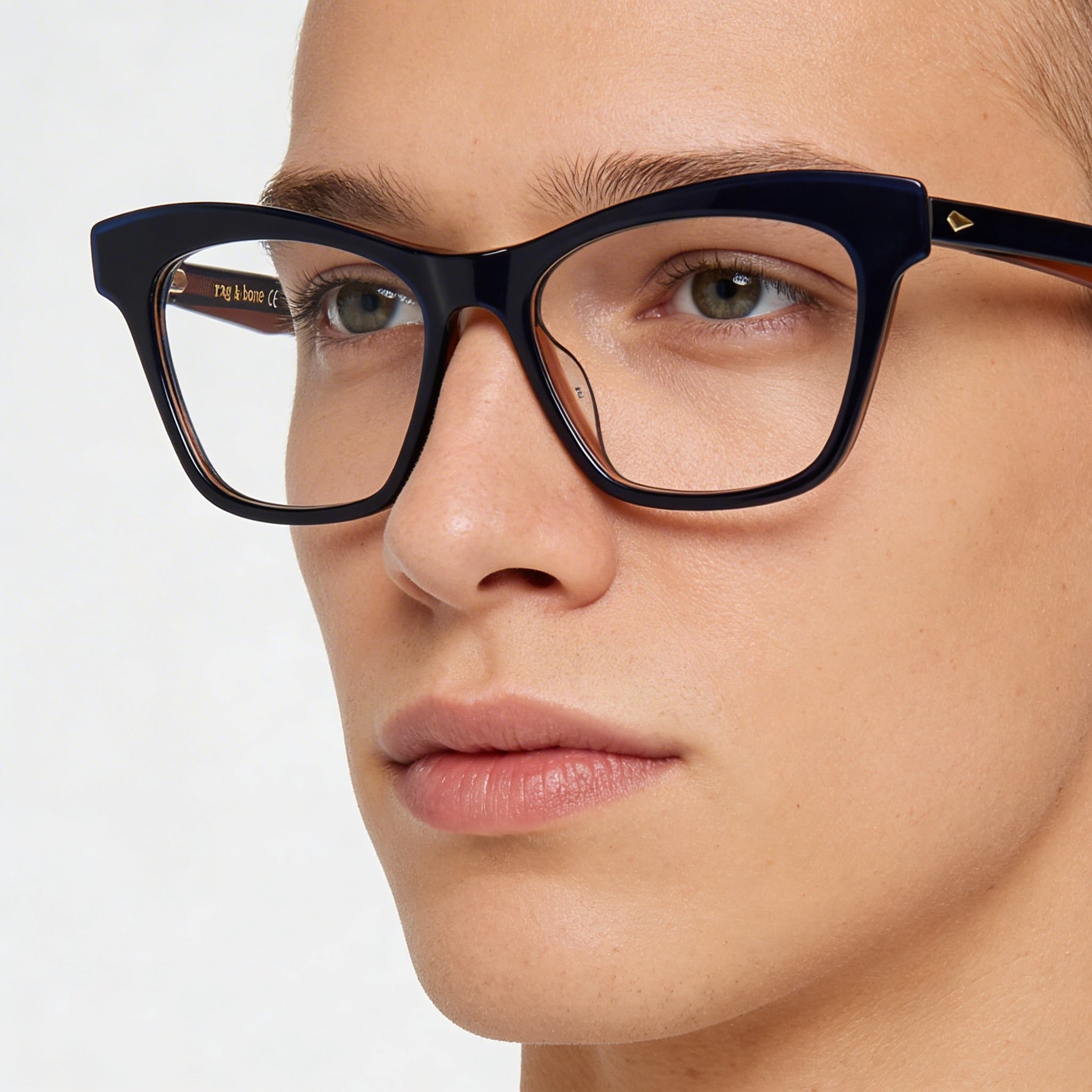 Gafas de sol unisex Rag & Bone con diseño de ojo de gato, montura de plástico azul y marrón con lentes fotocromáticas, talla 51-17-140, Photo 5