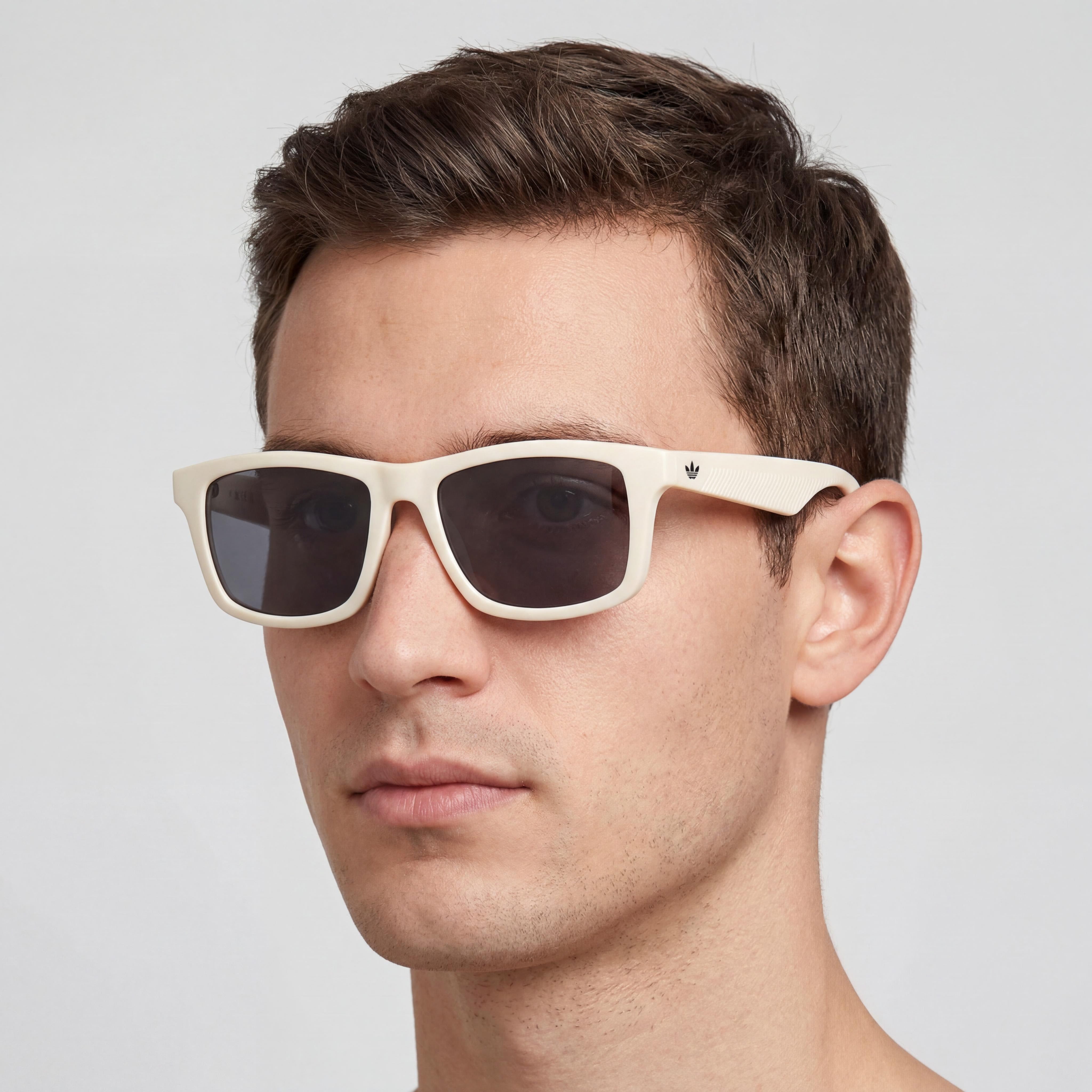 adidas Originals Casual Unisex Sunglasses with Matte White Plastic Frame and Smoke Lenses 54mm Lens Width, Photo 4