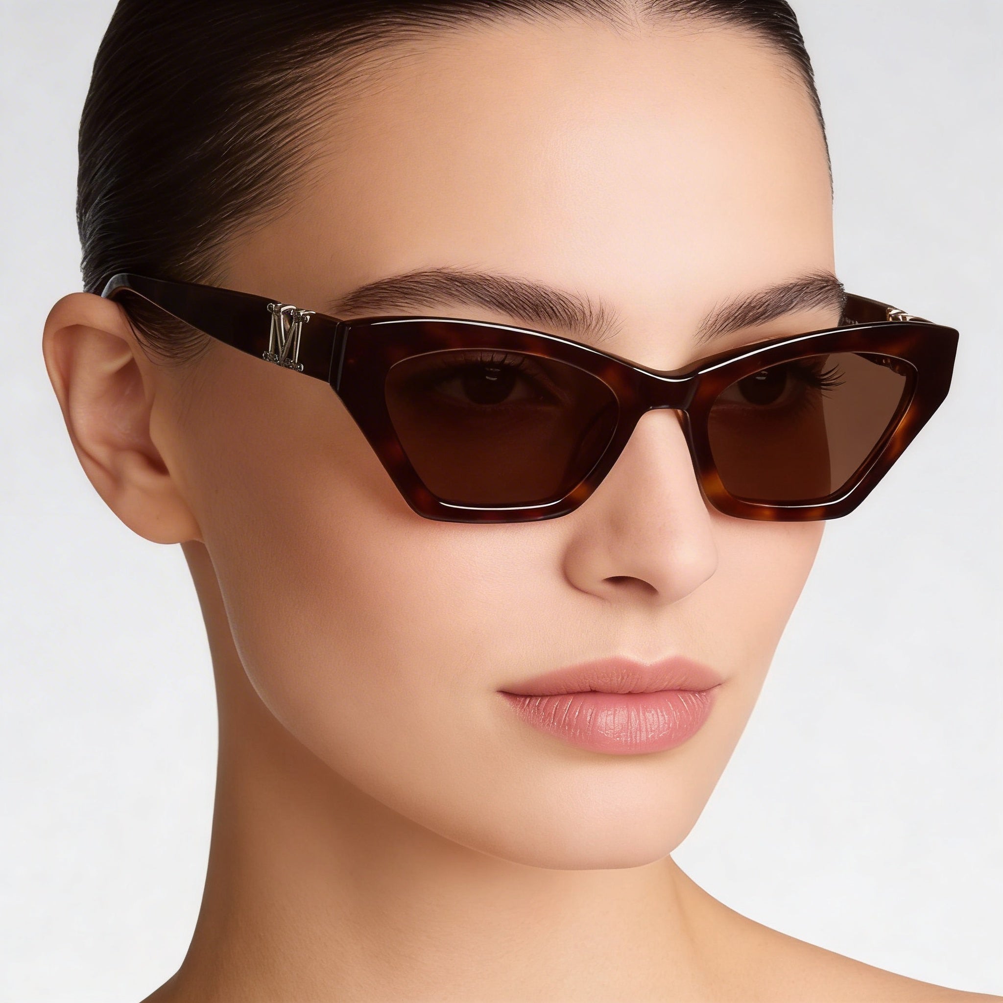 Gafas de sol casuales MaxMara para mujer, montura de plástico color habana oscuro, lentes marrones, 52 mm, protección UV, Photo 5