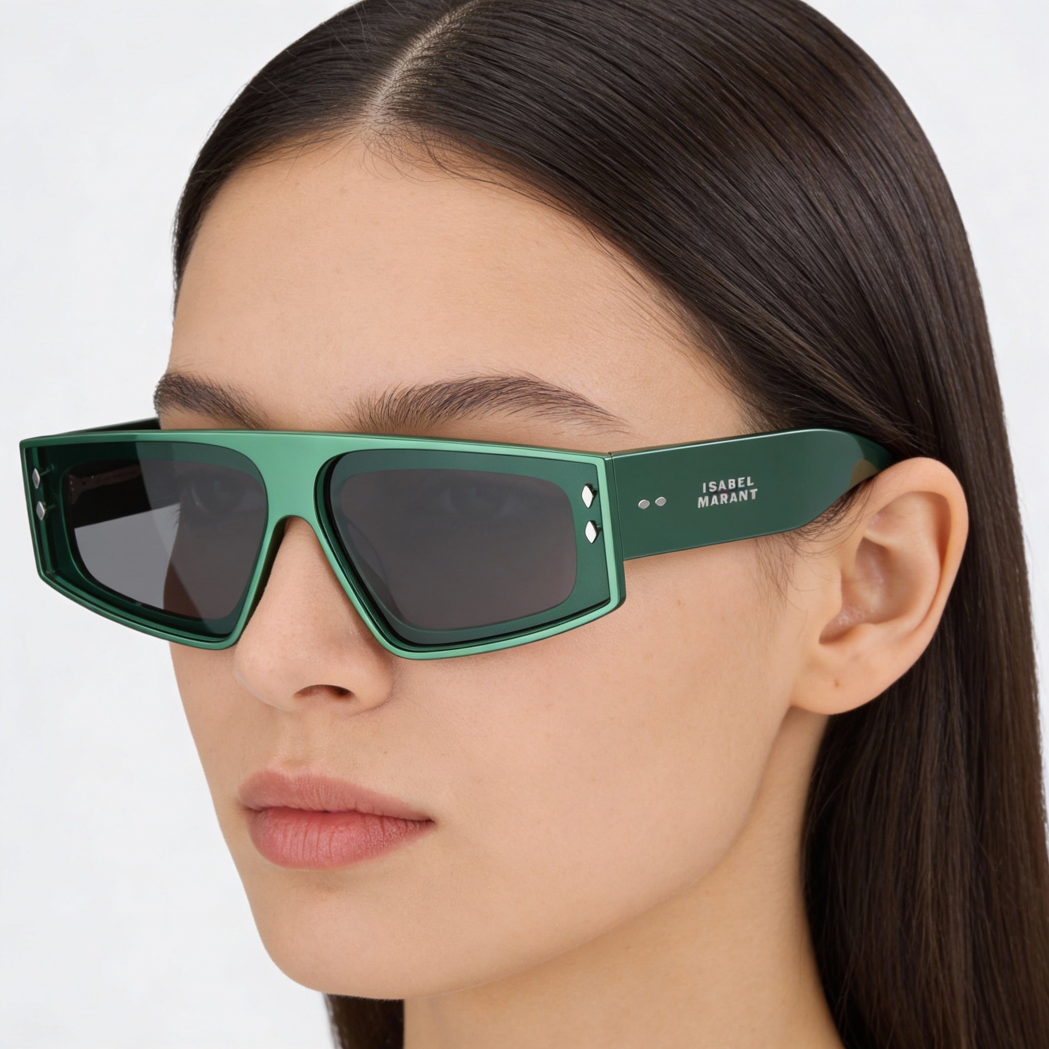 Isabel Marant IM 0169/G/S Women's Mother of Pearl Green Acetate Grey Non-Polarized Sunglasses 66-10-145, Photo 3