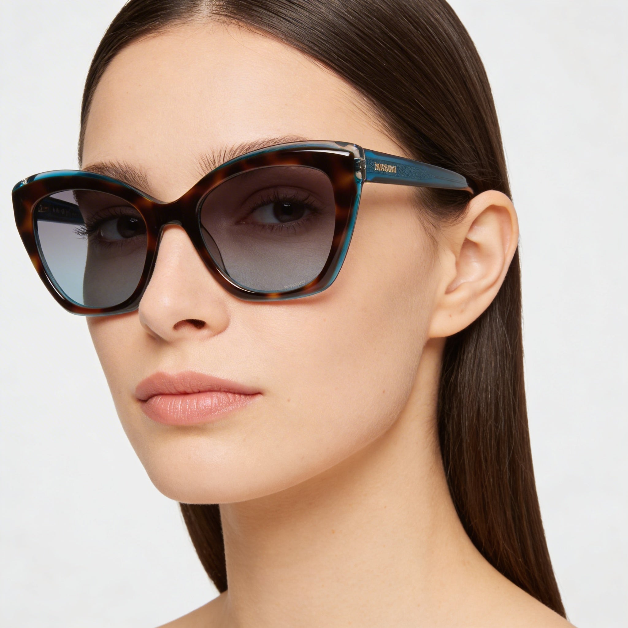 Gafas de sol clásicas de acetato Missoni para mujer con protección UV, degradado turquesa habana, 54 mm, Photo 5