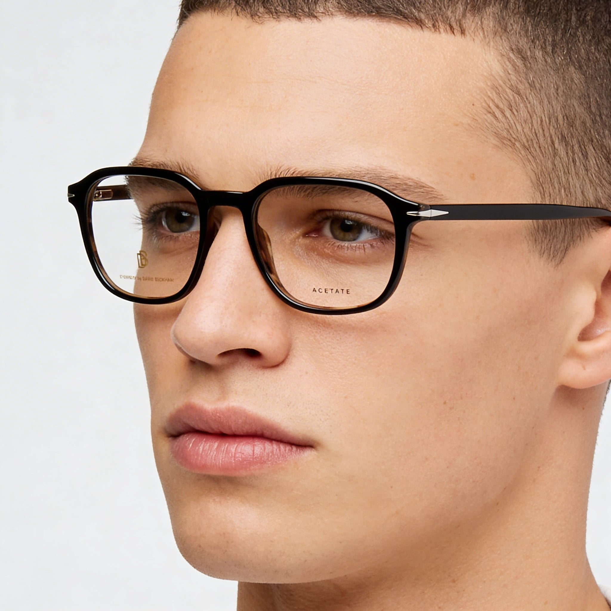 David Beckham Db 1084 Men's Black Striped Brown Plastic Frame Clear Lenses 51mm, Photo 4