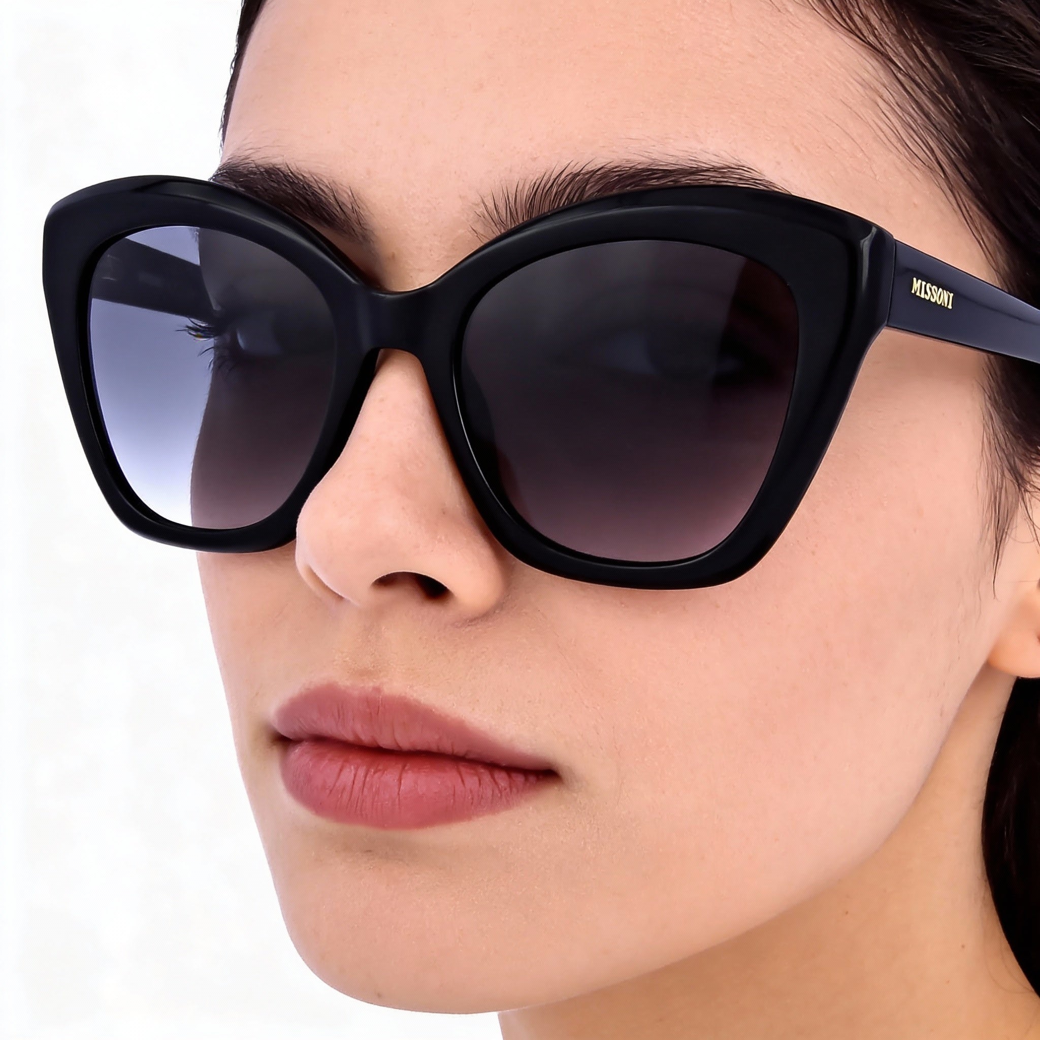 Missoni Classic Women's Acetate Cat Eye UV Protection Black Gradient Grey Frame Dark Grey Shaded Lens 54mm Sunglasses, Photo 4