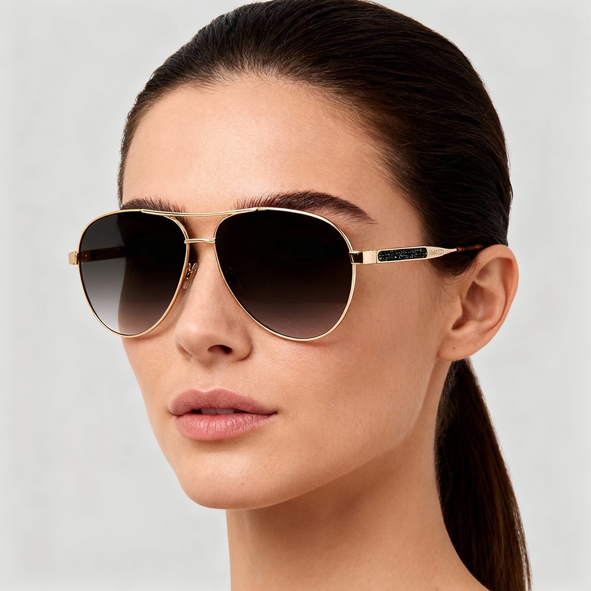 JIMMY CHOO JIMENA/S Women's Classic Gold Havana Stainless Steel Brown Gradient Non-Polarized Sunglasses 60mm, Photo 3