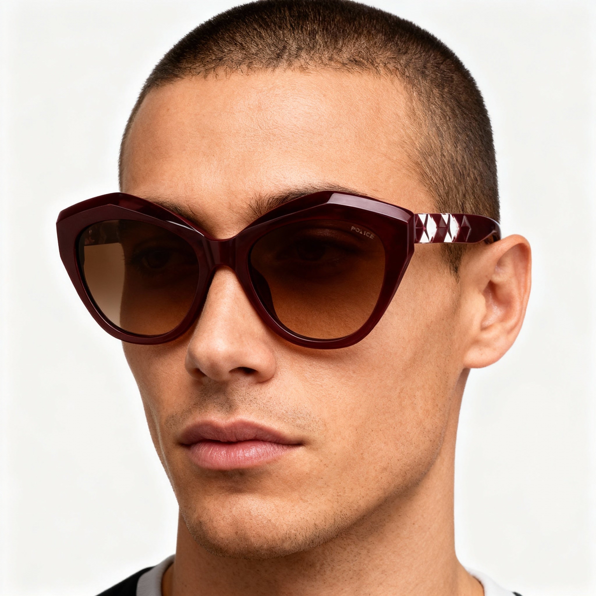 Police Comtemporary Men's Acetate Non-Polarized Sunglasses Bordeaux Pieno Frame Size 55-18-140, Photo 3