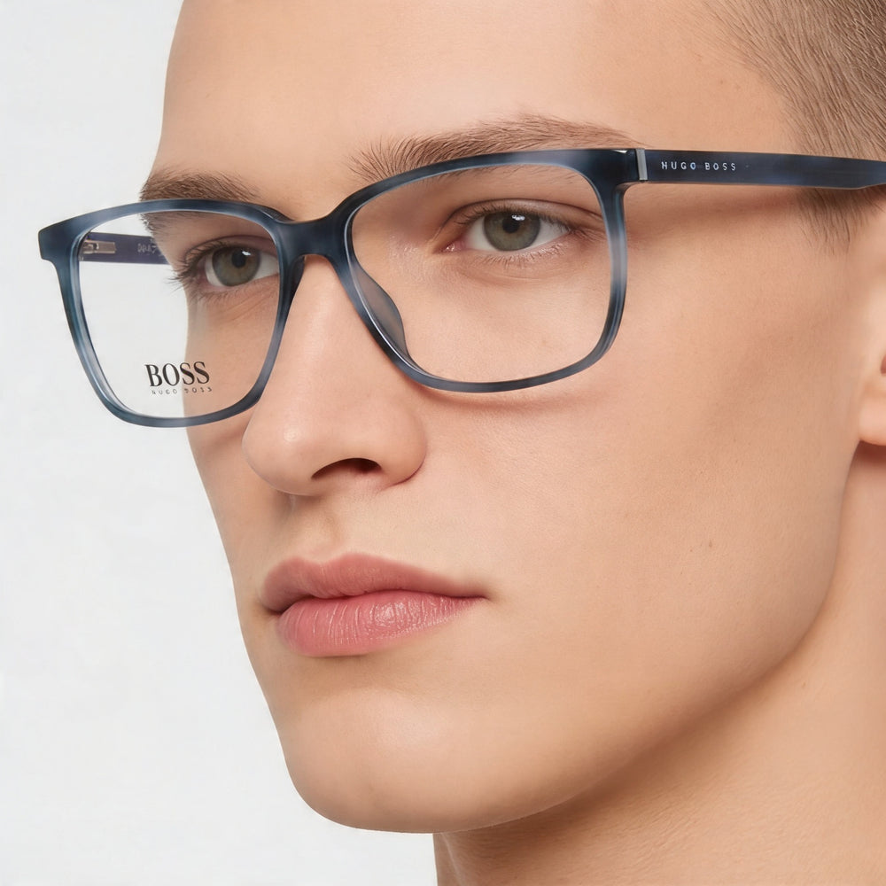 Hugo Boss Boss 1300/U Unisex Plastic Blue Havana Frame Polycarbonate Transparent Lenses 57mm