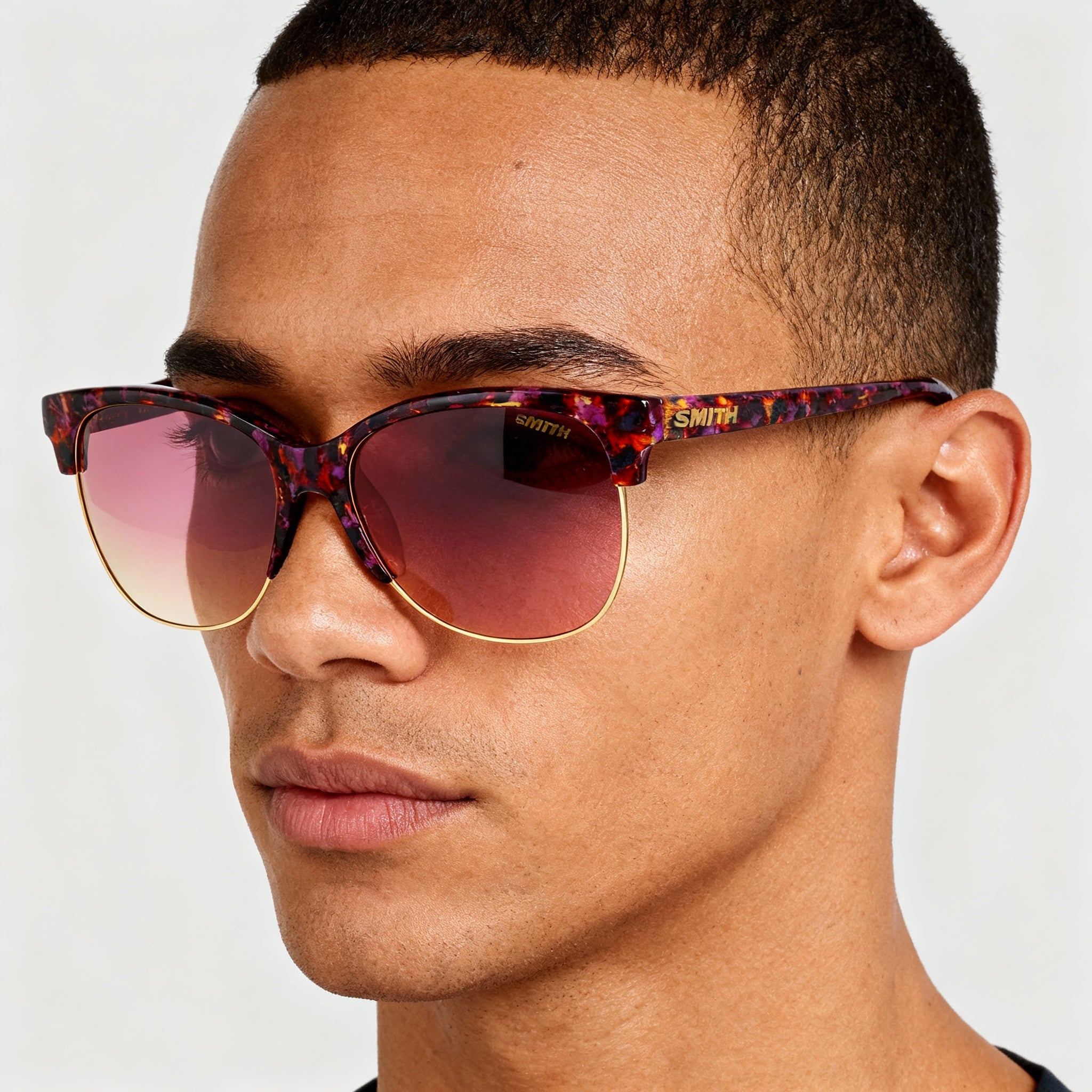 SMITH Modern Men's Plastic Sunglasses, Violet Havana Rose Gold Mirror Frame, Red Non-Polarized Anti-Reflective Lenses, 58mm, Photo 3