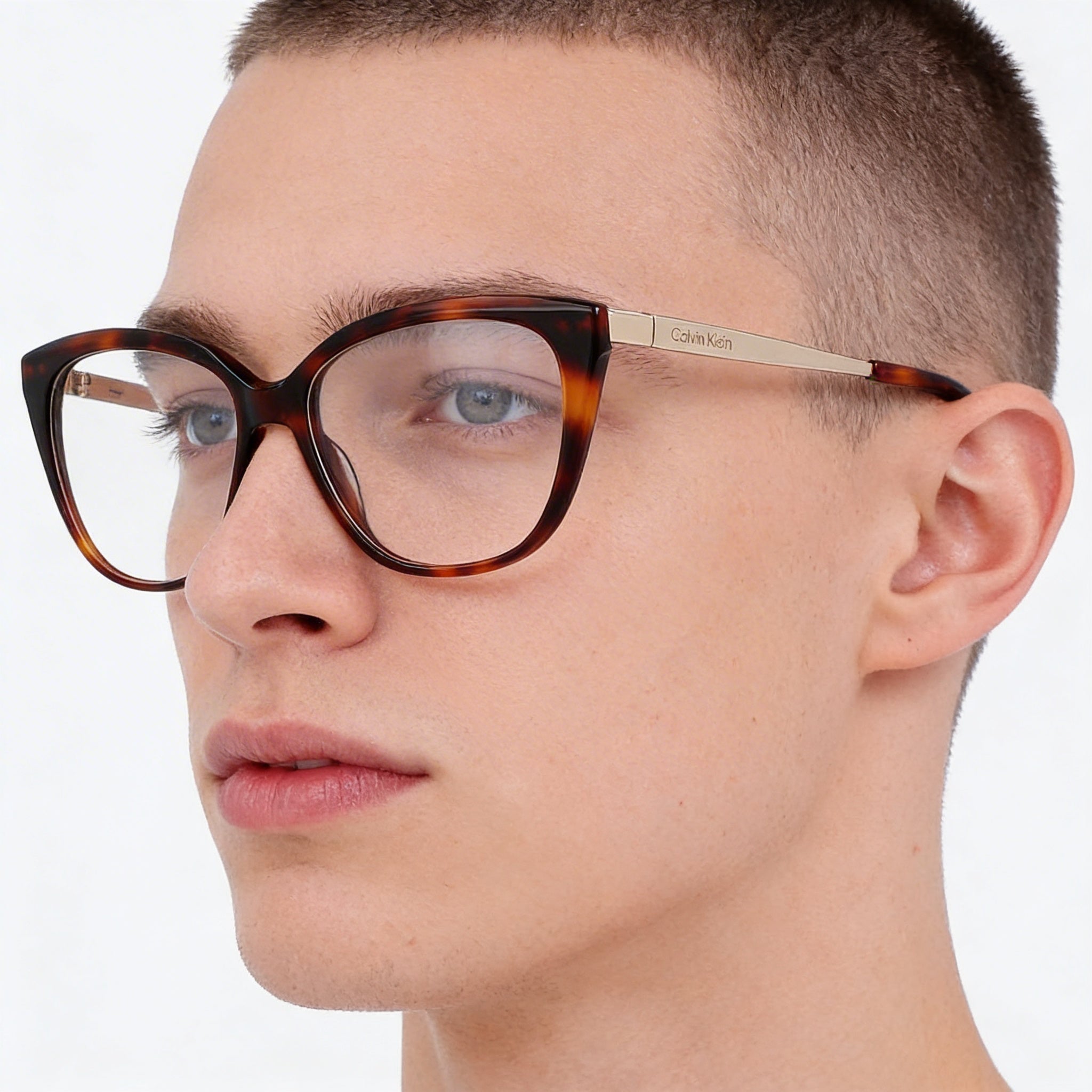 Calvin Klein Ck23520 Unisex Metal Frame Eyewear with Polycarbonate Lenses in Havana, 54mm Lens Width, Photo 4