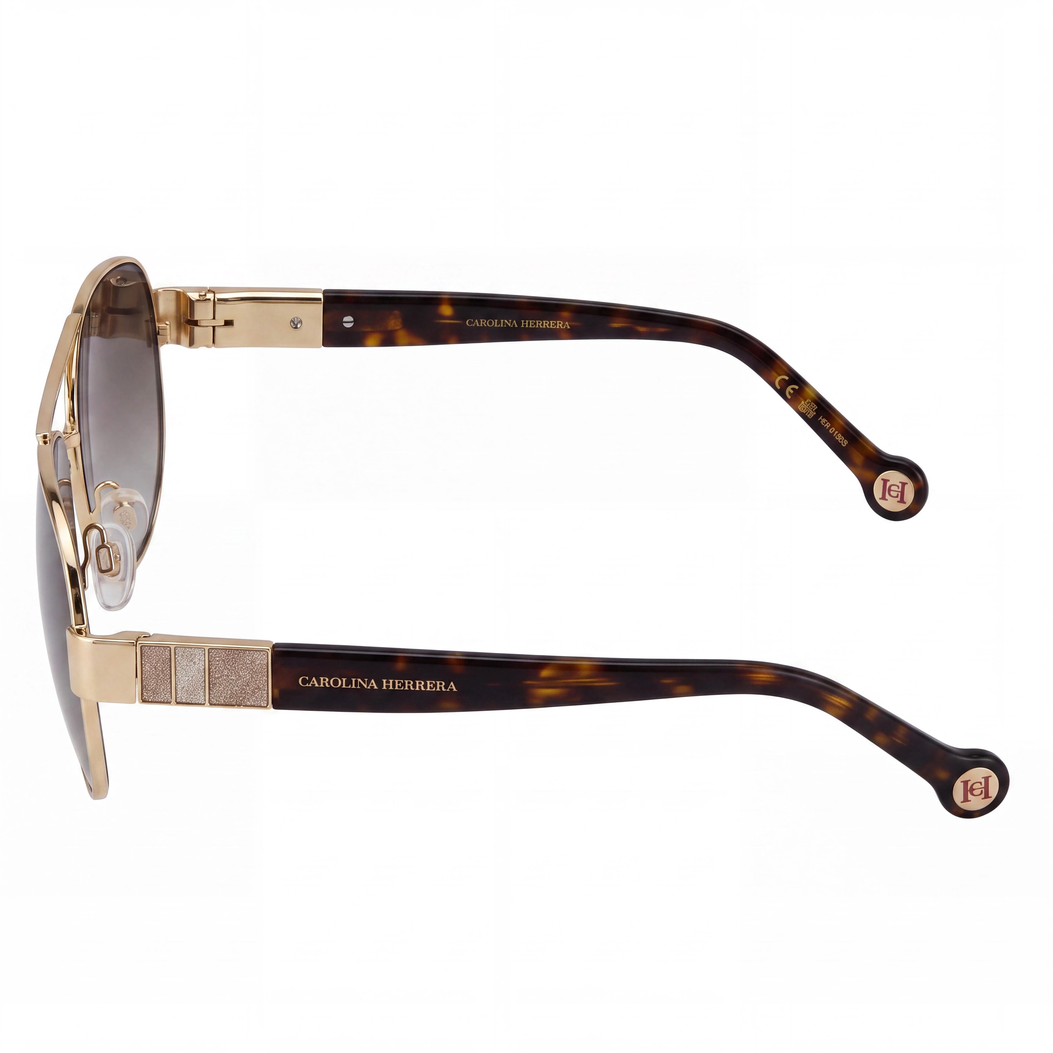 Gafas de sol clásicas unisex Carolina Herrera con montura metálica de oro rosa y protección UV de policarbonato de 59 mm, Photo 3