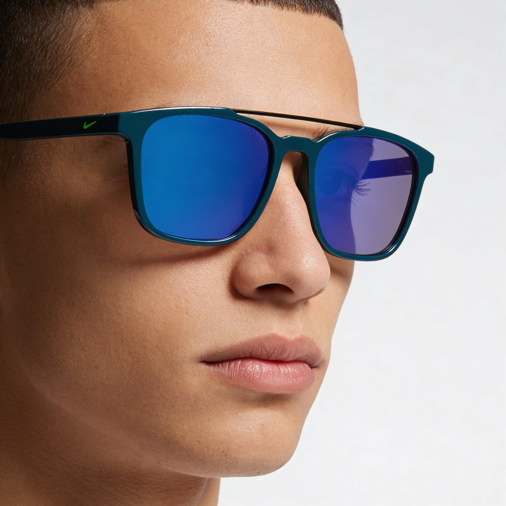 Nike Windfall Ev1208 Unisex Space Blue Plastic Frame Blue Mirror Non-Polarized UV Lenses 54mm