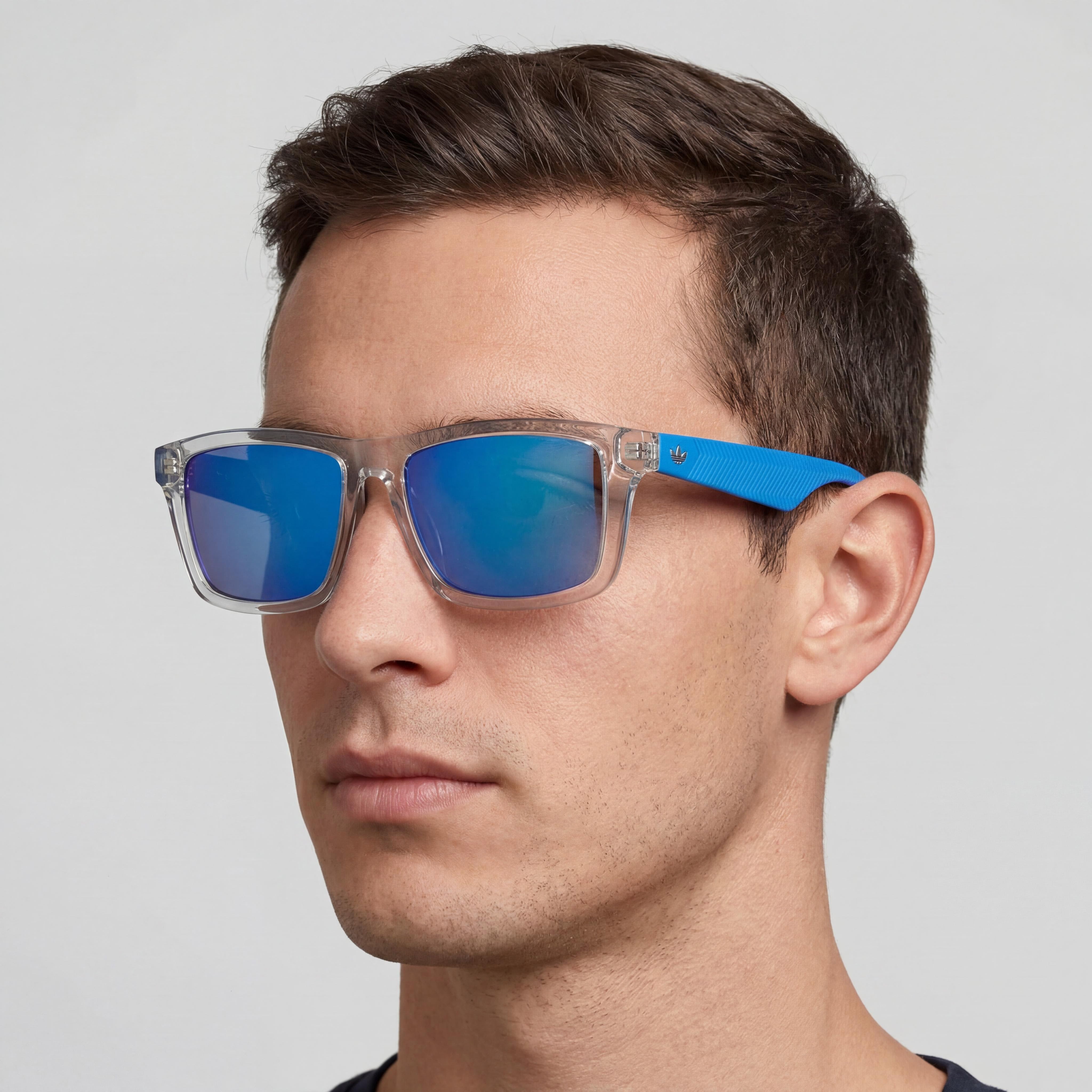 adidas Modern Men's Crystal Plastic Frame Sunglasses with Blue Lenses and UV Protection, 54mm Lens Width, Photo 5