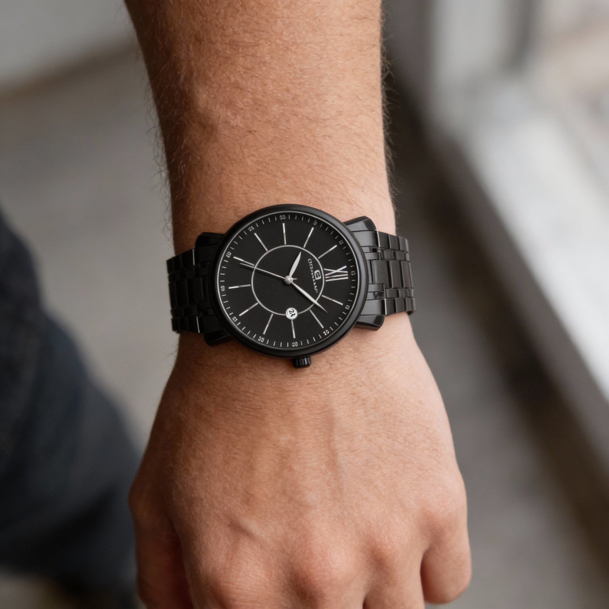 Oceanaut Men's bracelet Black Dial, Stainless Steel Case & Bracelet, Quartz Movement, Water Resistant Watch, Photo 3