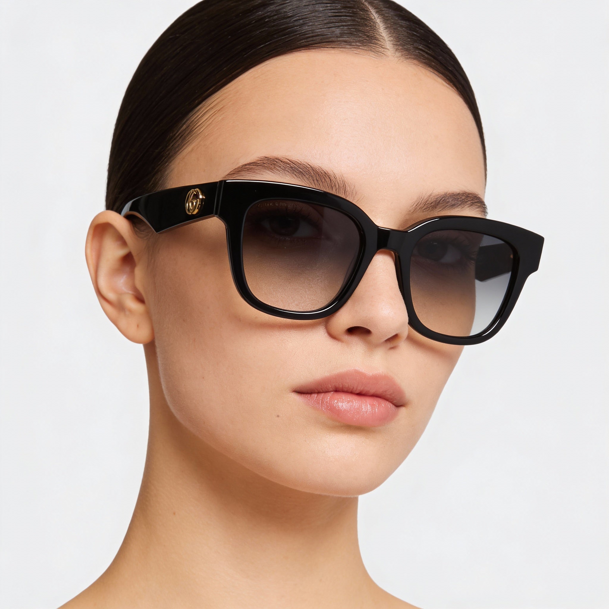 Gucci GG0998S - Montura de plástico negro brillante para mujer con lentes degradados en gris y negro con protección UV (52 mm), Photo 4