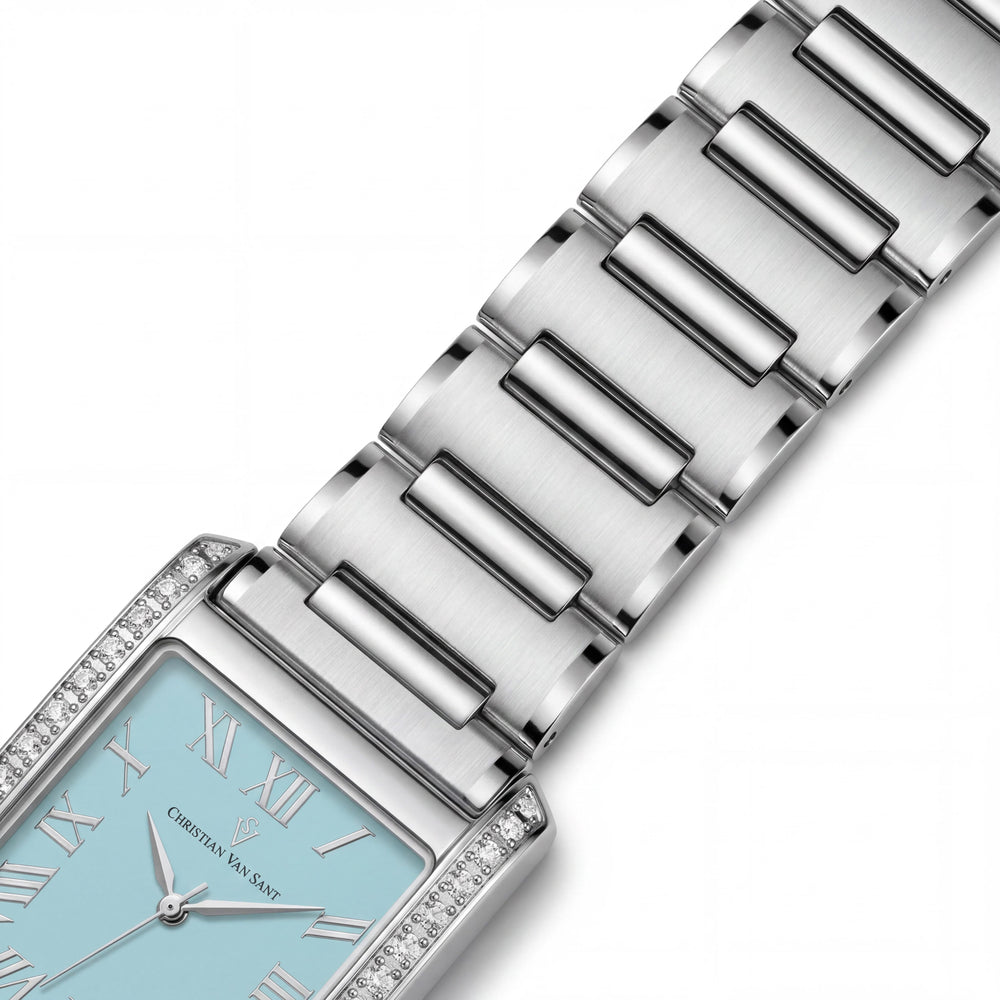 Christian Van Sant CV1282 Women's Silver Stainless Steel Blue Dial Quartz Movement Water Resistant Watch
