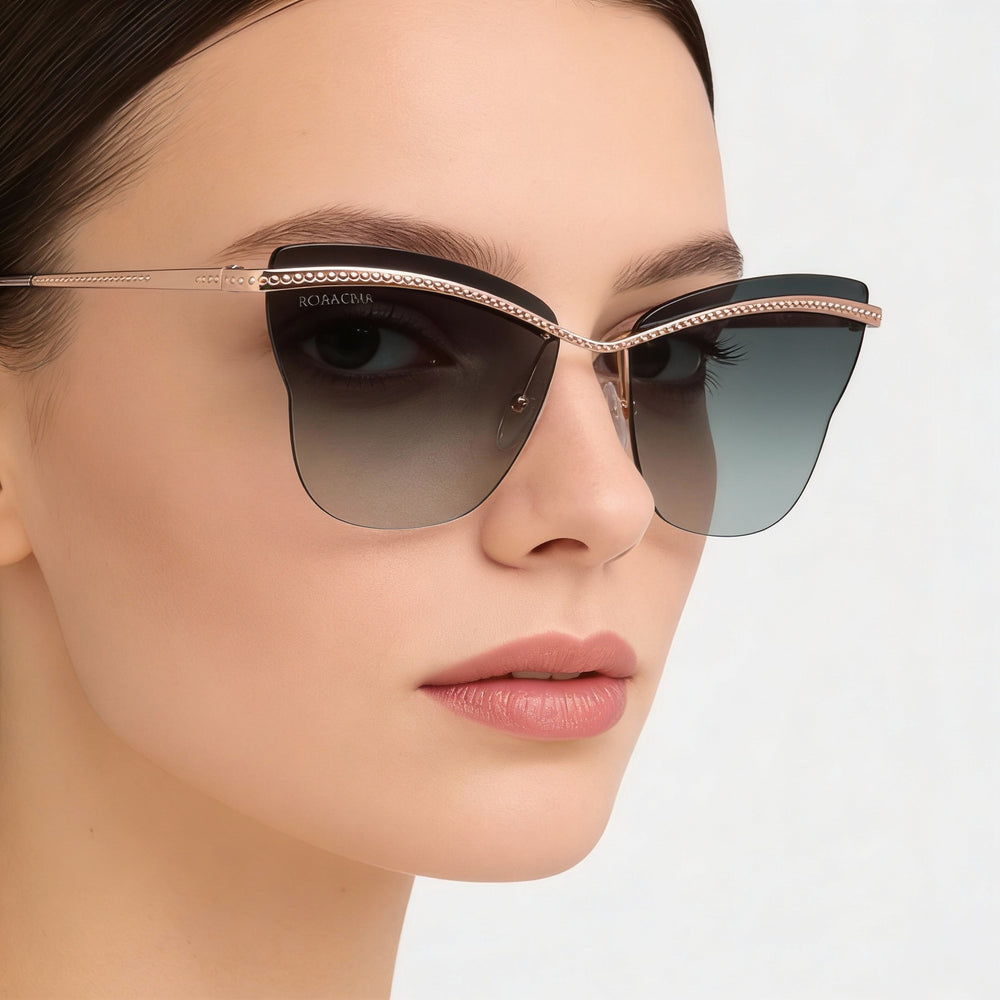 Max & Co. Modern Women's Sunglasses with Gold Metal Frames and Gradient Green Lenses, 60mm Lens Width