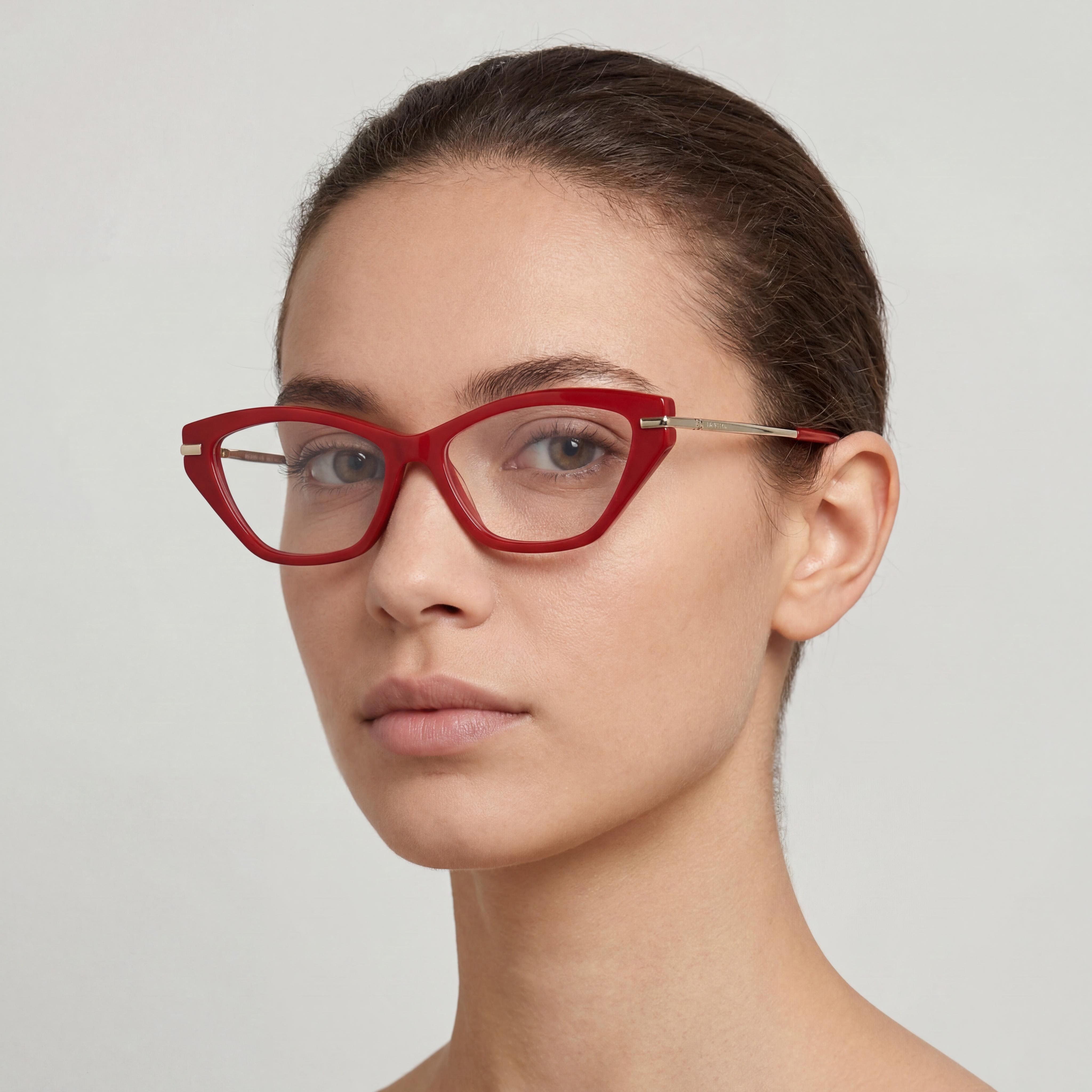 MaxMara MODERNO Women's Plastic Sunglasses Light Red / Pale Gold Frame, Red Lenses 53mm, Photo 4