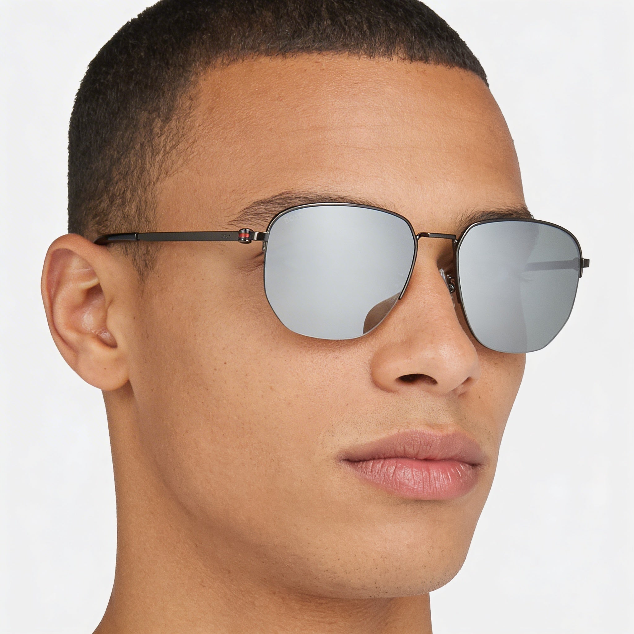 Gafas de sol de hombre Hugo Boss Boss 1538/F/Sk de acetato mate, montura rutenio oscuro/plateado, lentes plateadas con protección UV, 57 mm, Photo 5