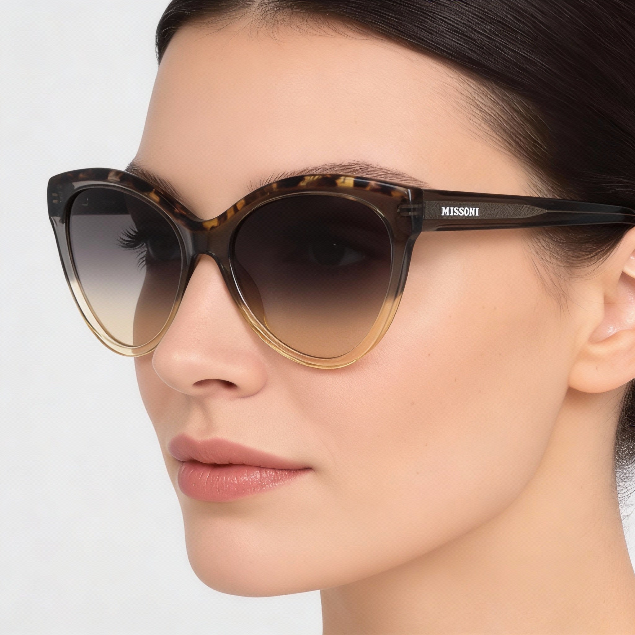 Gafas de sol modernas Missoni para mujer, transparentes, de acetato, color tortuga descolorida, gris ocre, con protección UV, no polarizadas, 57 mm, Photo 5