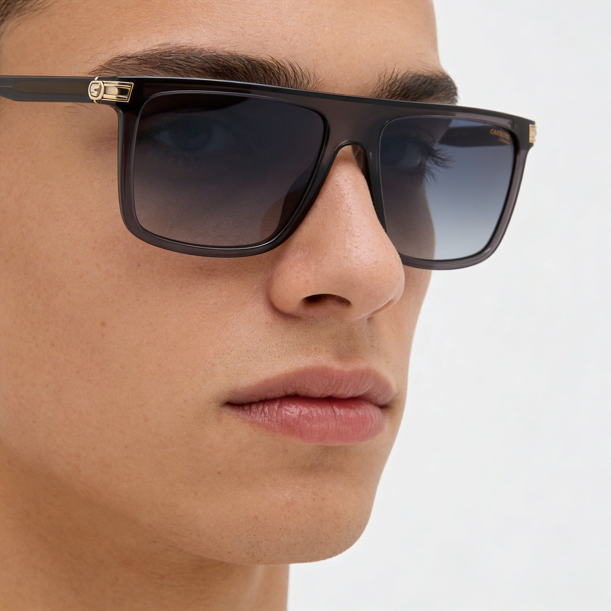 Gafas de sol Carrera Contemporary unisex con montura de plástico gris transparente, color gris degradado, sin polarizar, protección UV, graduadas, 58 mm, Photo 4