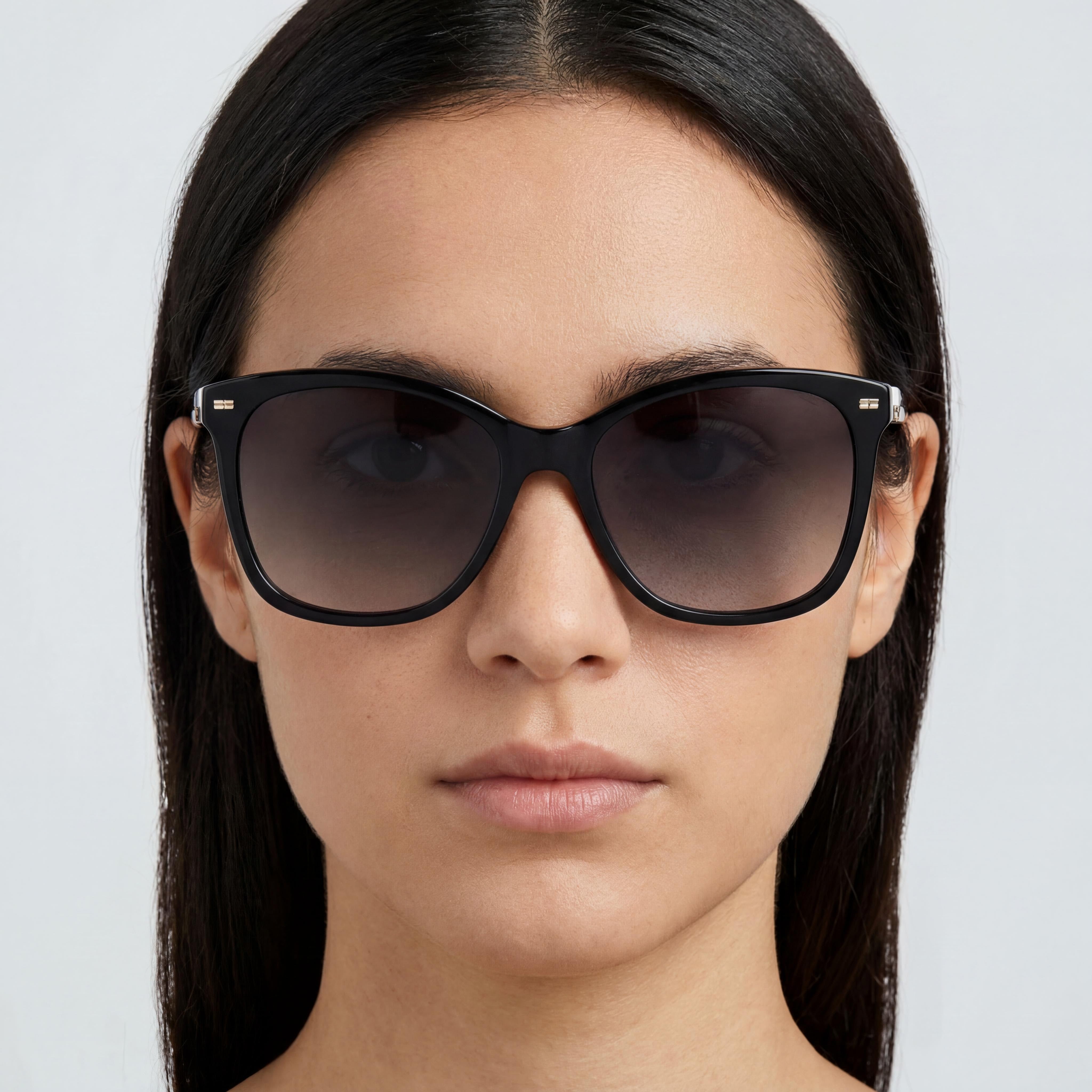 Carolina Herrera Her 0137/S Unisex Acetate Black White Sunglasses, 54mm Lens Width, UV Protection, Photo 4