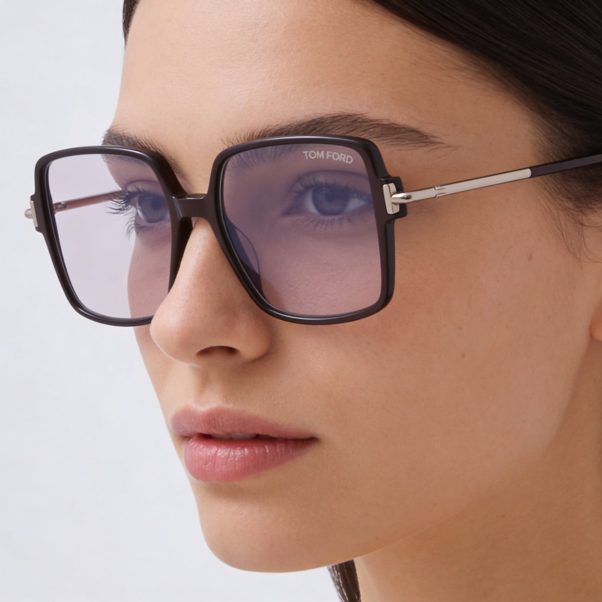 Tom Ford FT5915-B Women's Light Brown Blue Block Plastic Square Full Rim Clear Lens Eyeglasses 53mm, Photo 5