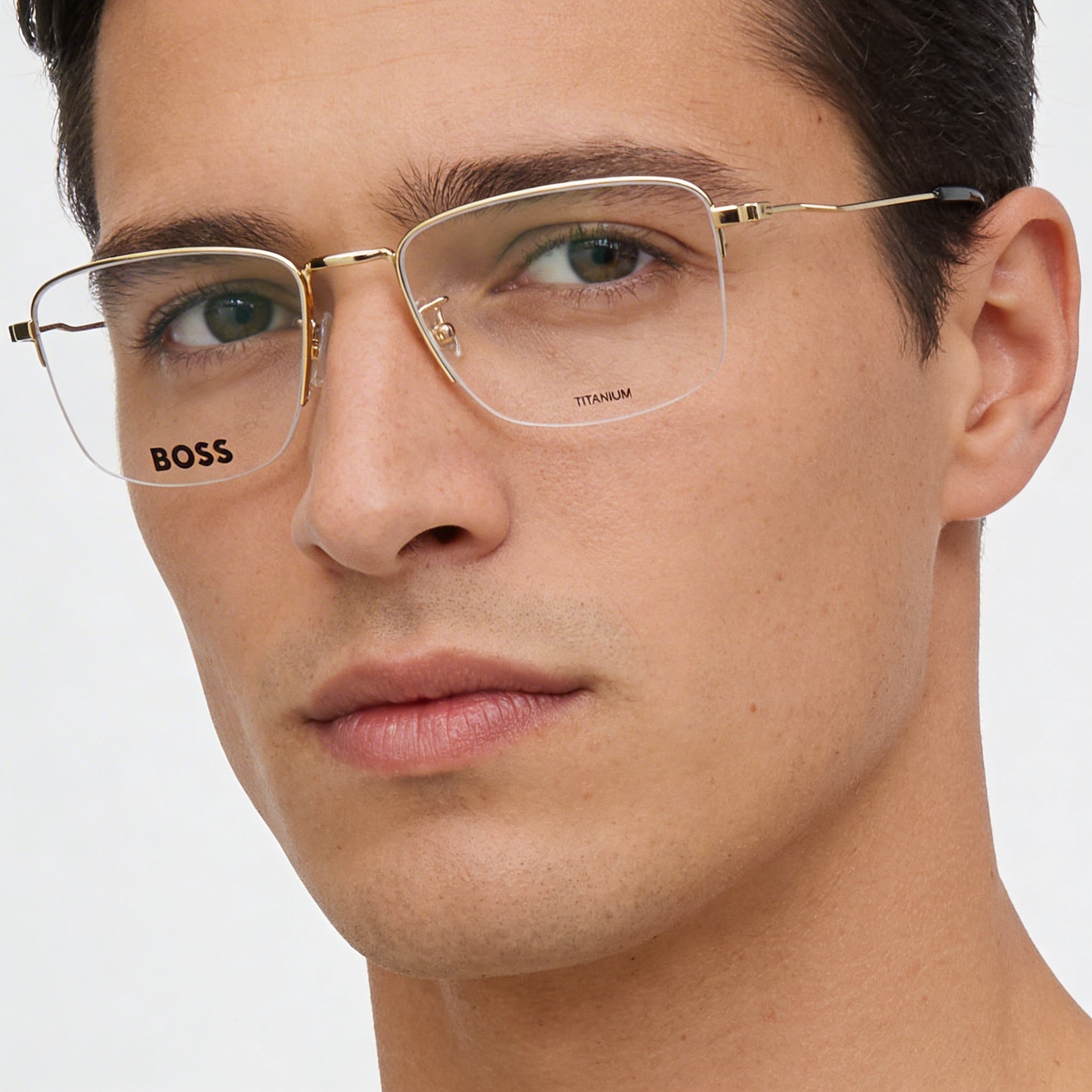 Gafas de sol casuales Hugo Boss para hombre, montura de titanio dorado, lentes de policarbonato no polarizadas de 55 mm de ancho, Photo 4