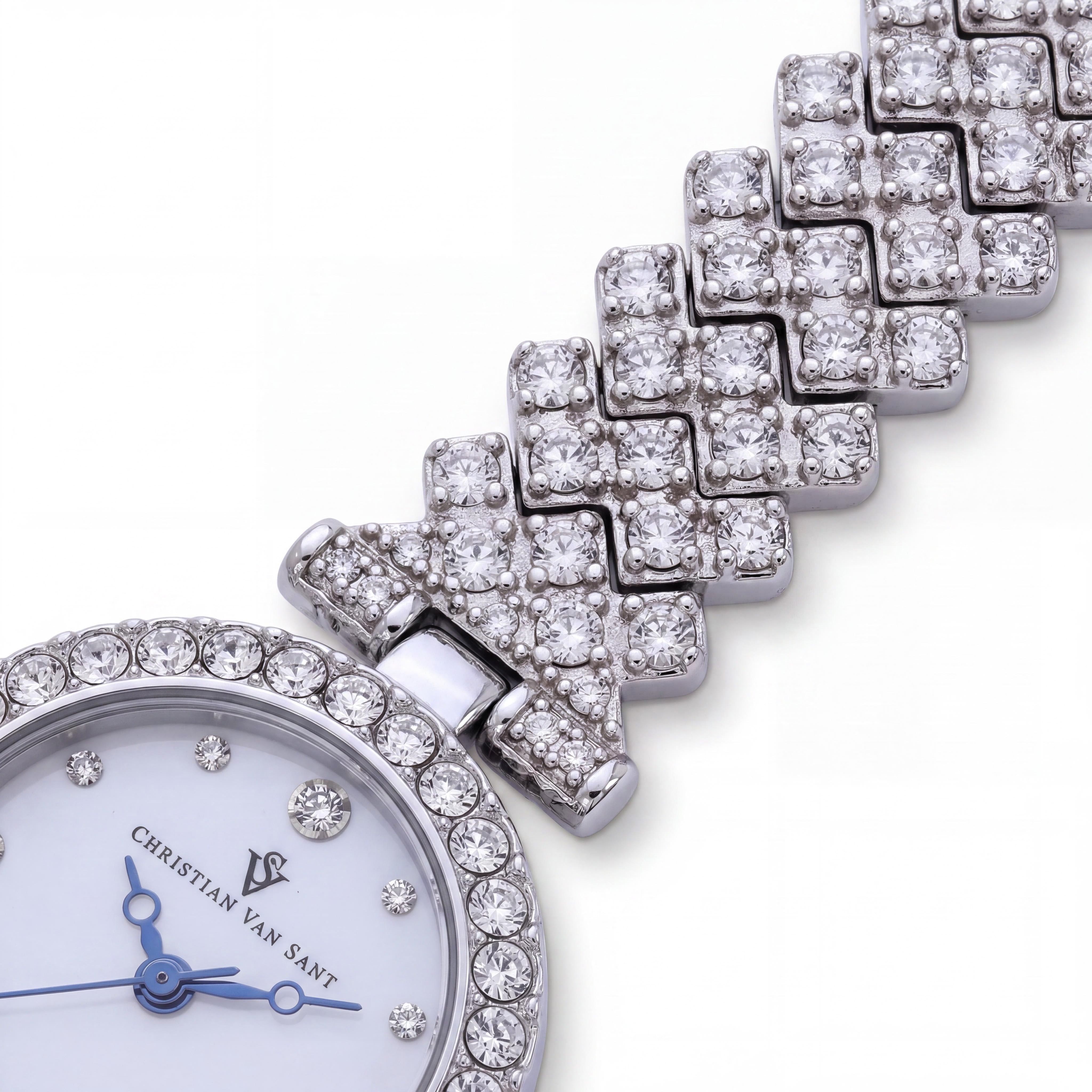 Christian Van Sant CV2950 Women's Silver Stainless Steel Case & Bracelet White Dial Quartz Watch with Mineral Crystal, Photo 3