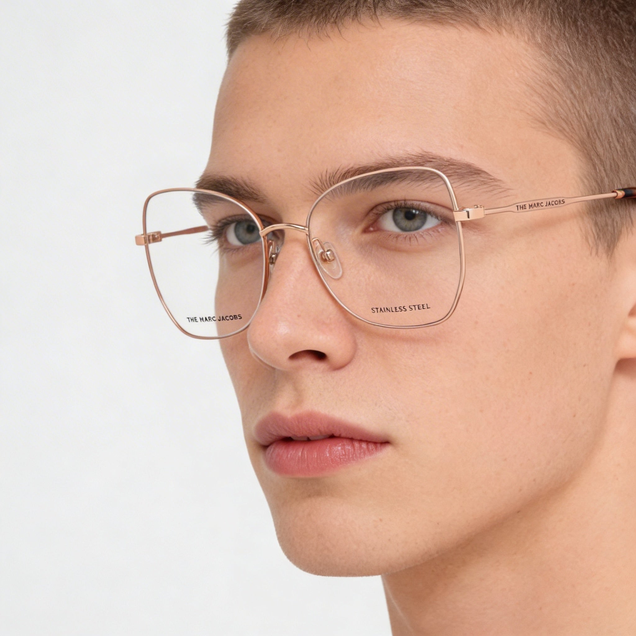 Gafas de sol unisex modernas Marc Jacobs con montura de acero de aleación dorada y negra y lentes de policarbonato de 55 mm, Photo 4