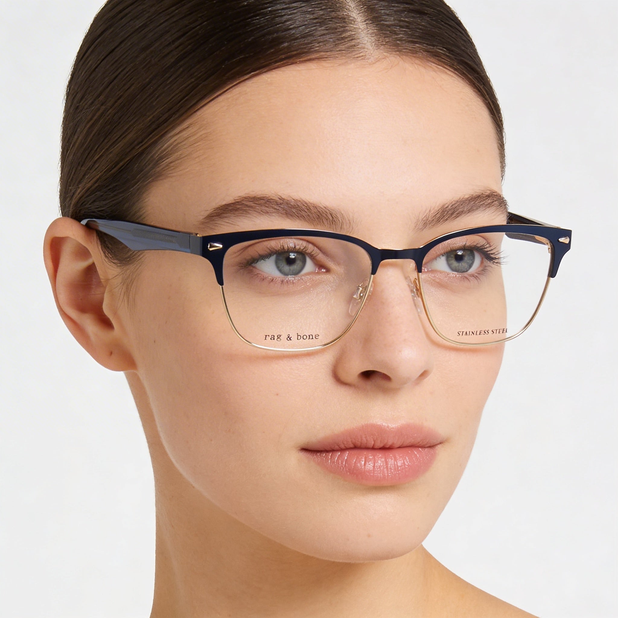 Gafas de sol no polarizadas Rag & Bone de acero aleado azul moderno para mujer de 51 mm, Photo 5