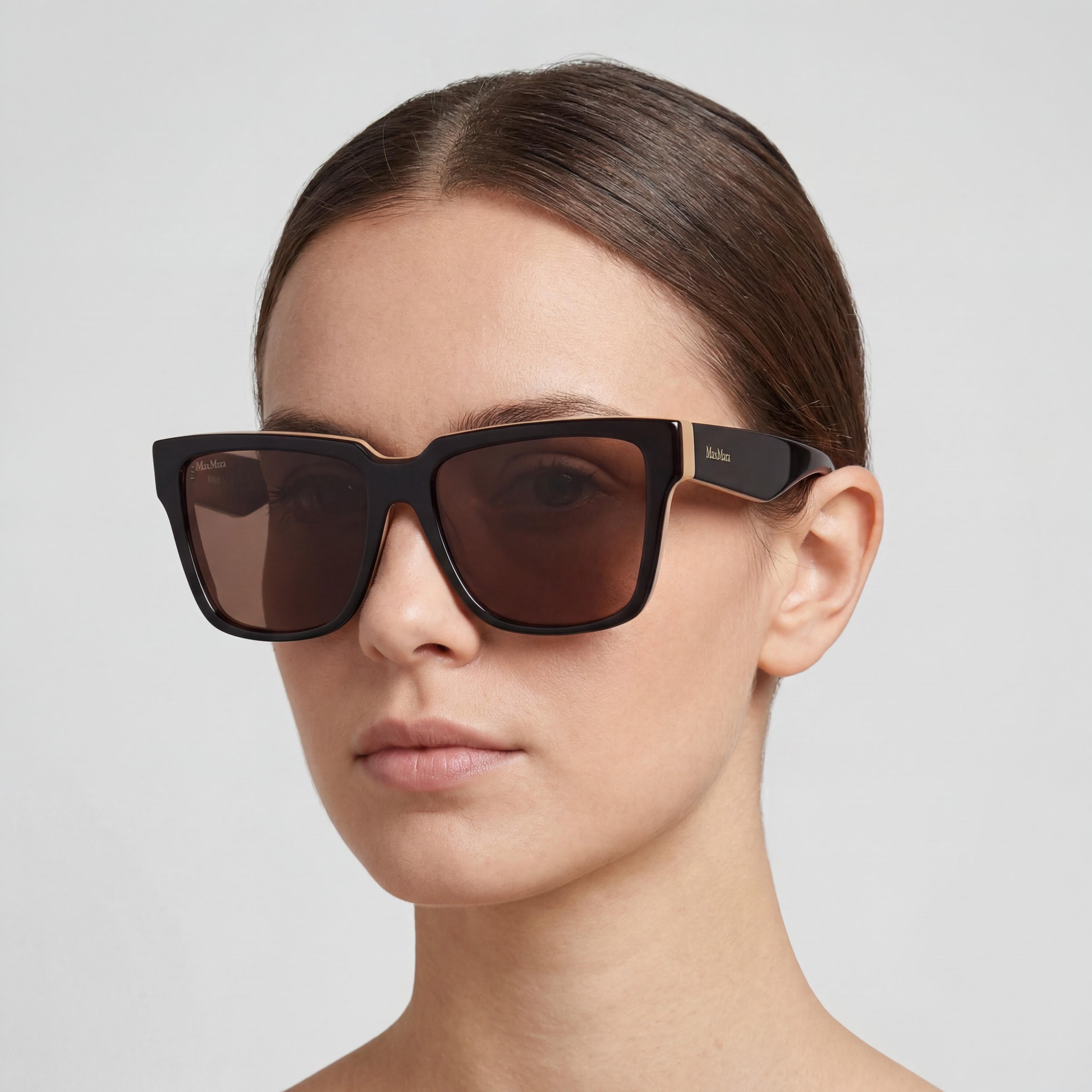 MaxMara MM0078 Women's Dark Brown Frame Dark Brown Lens Sunglasses, Lens 57mm, Bridge 16mm, Temple 140mm, Photo 3