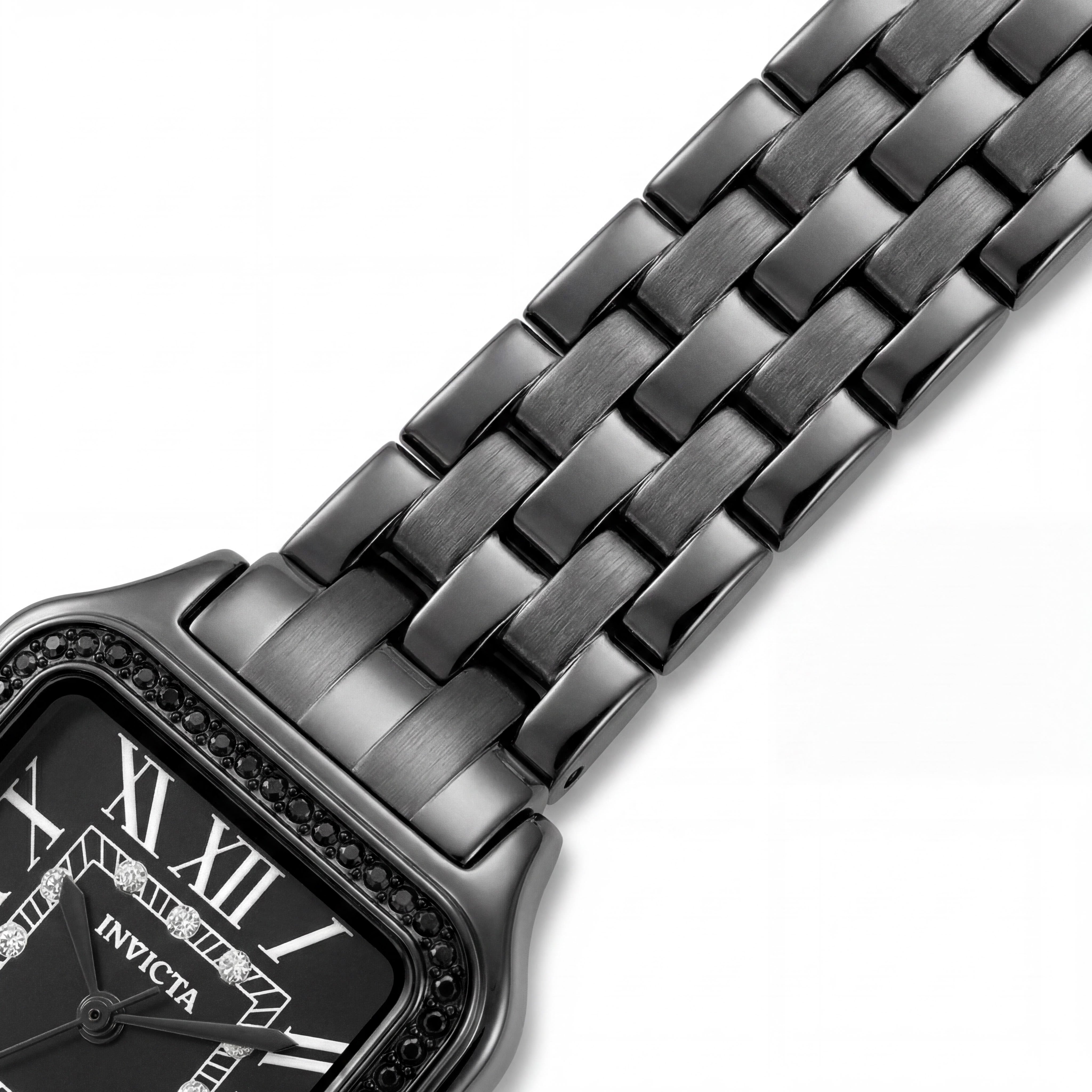 Invicta Angel 50581 Reloj de pulsera de cuarzo de acero inoxidable negro para mujer, cristal mineral, 28 mm, resistente al agua 3 ATM, Photo 3