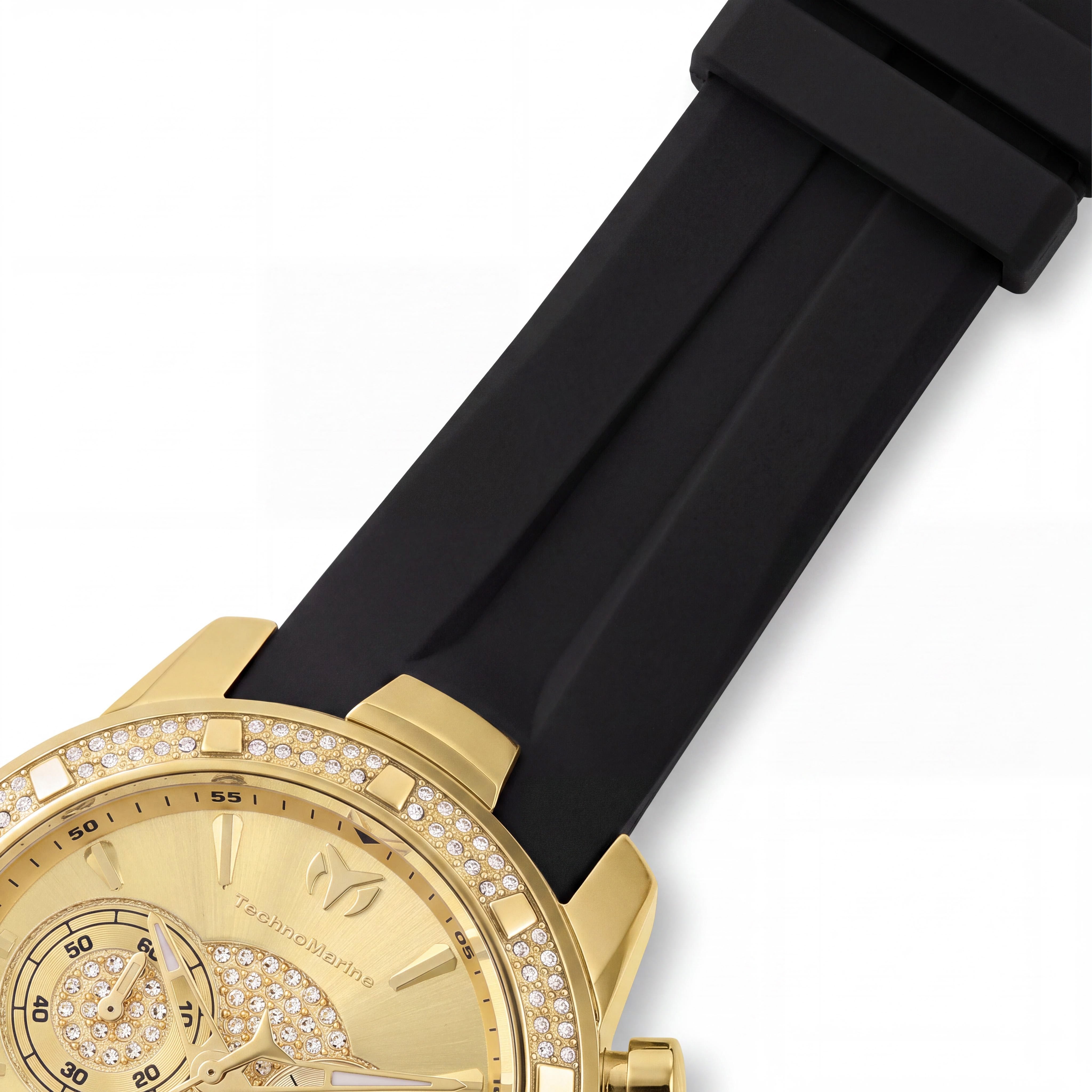 Technomarine TM-621012 Men's Japanese 45mm Gold-Tone Stainless Steel Black Silicone Glow In The Dark 100M WR Watch, Photo 3