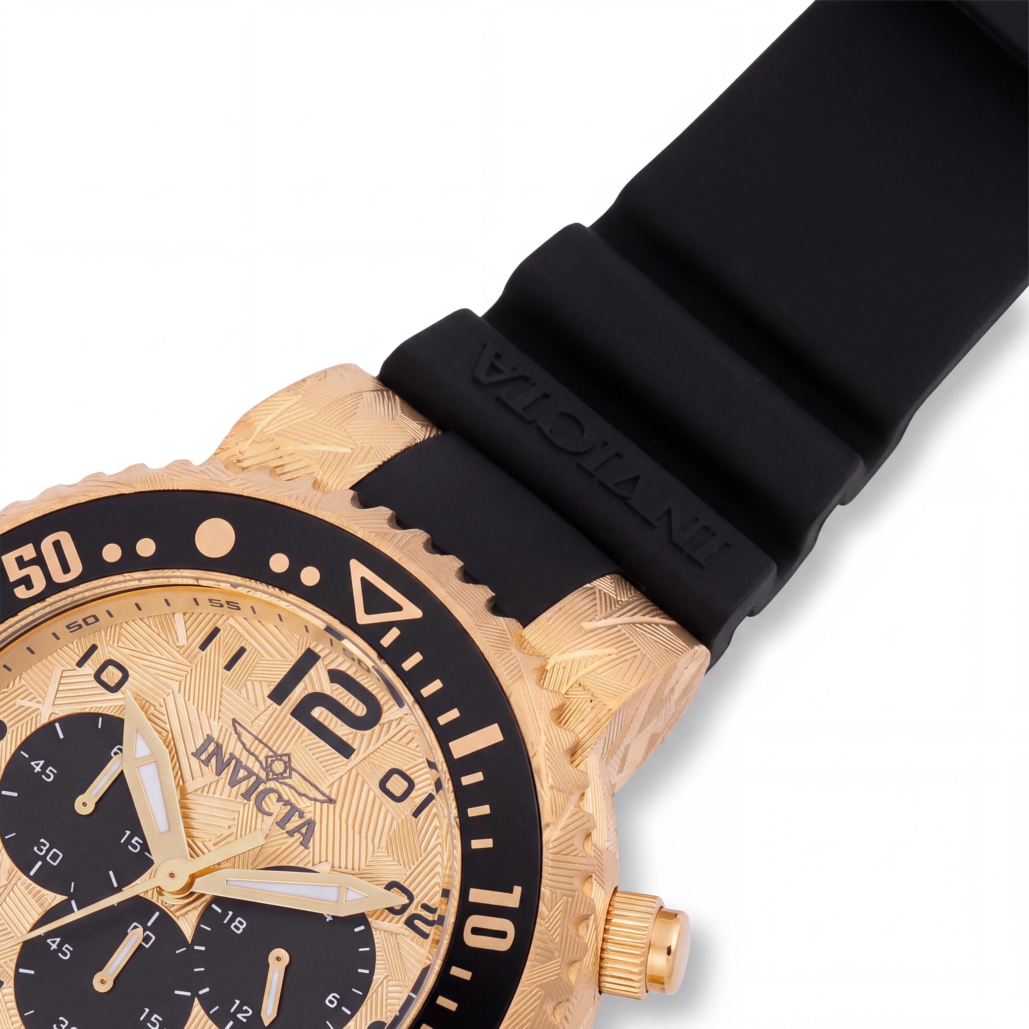 Invicta Pro Diver 48618 Unisex Gold Stainless Steel Case Chronograph Quartz 52mm Watch with Silicone Strap, Photo 3