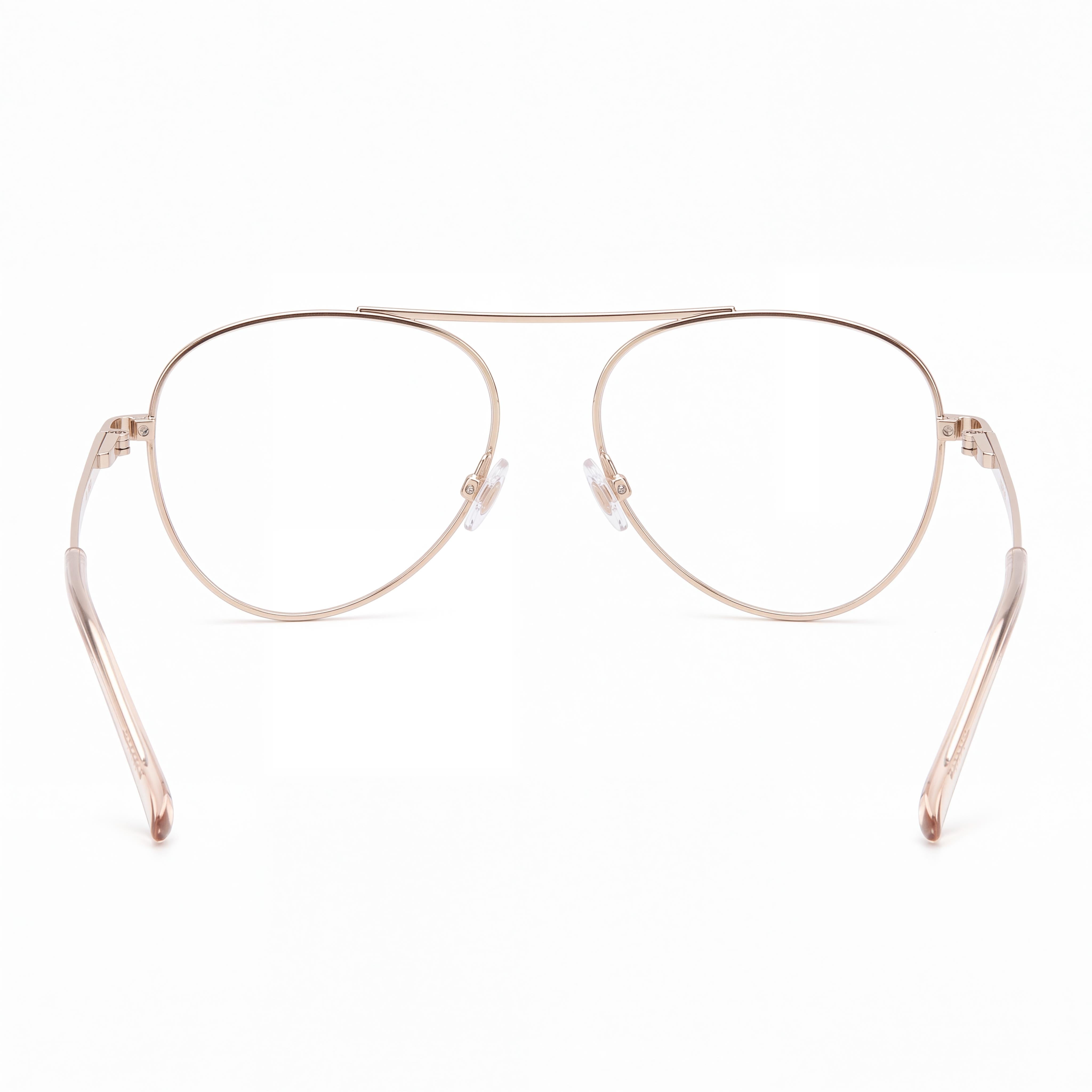 Gafas ópticas de aviador M Missoni para mujer con montura de acero aleado en oro rosa y lentes de policarbonato en oro rosa 55-16-140, Photo 2